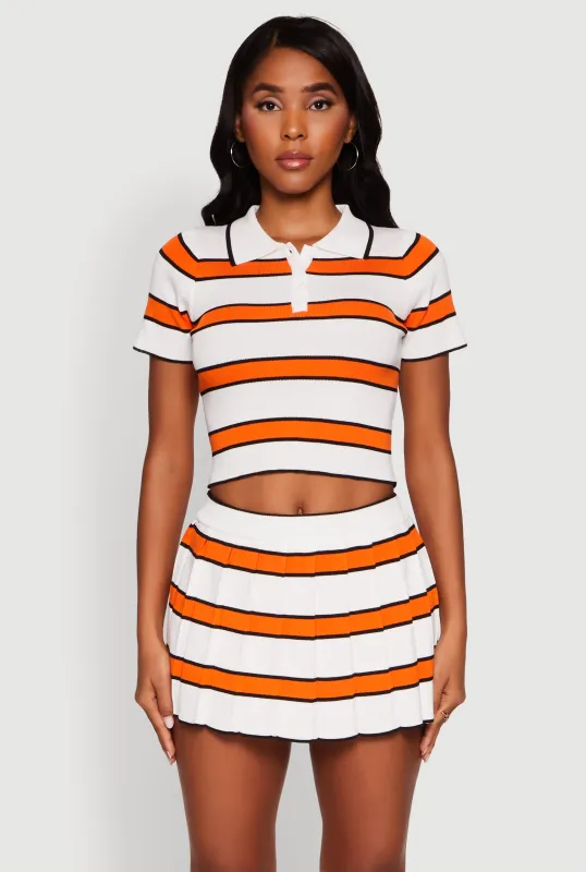 Daisy Classic Fit Striped Cropped Polo Shirt sold by Rainbow