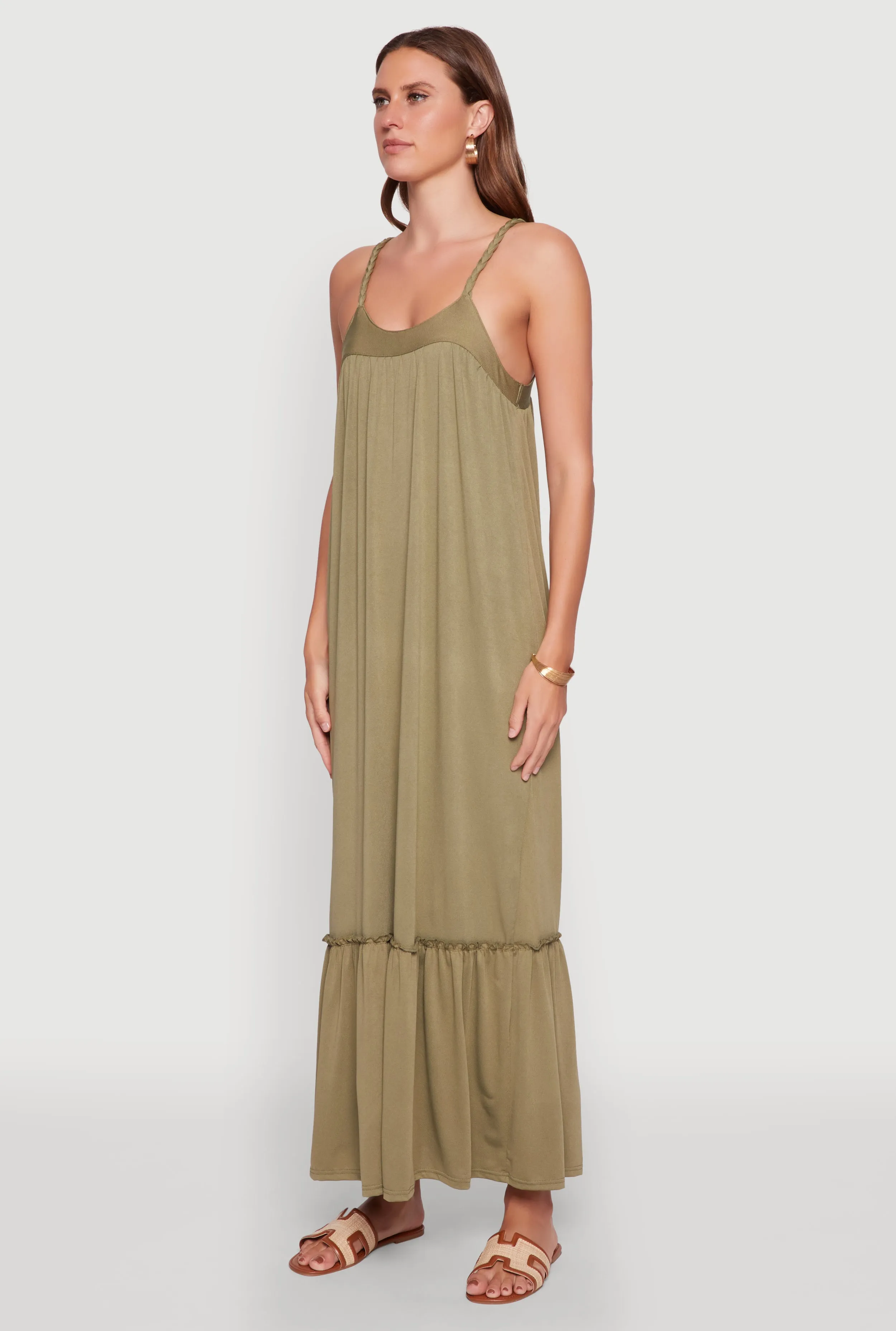 Elegant Braided Sleeve Tiered Maxi Dress sold by Rainbow product image thumbnail 3