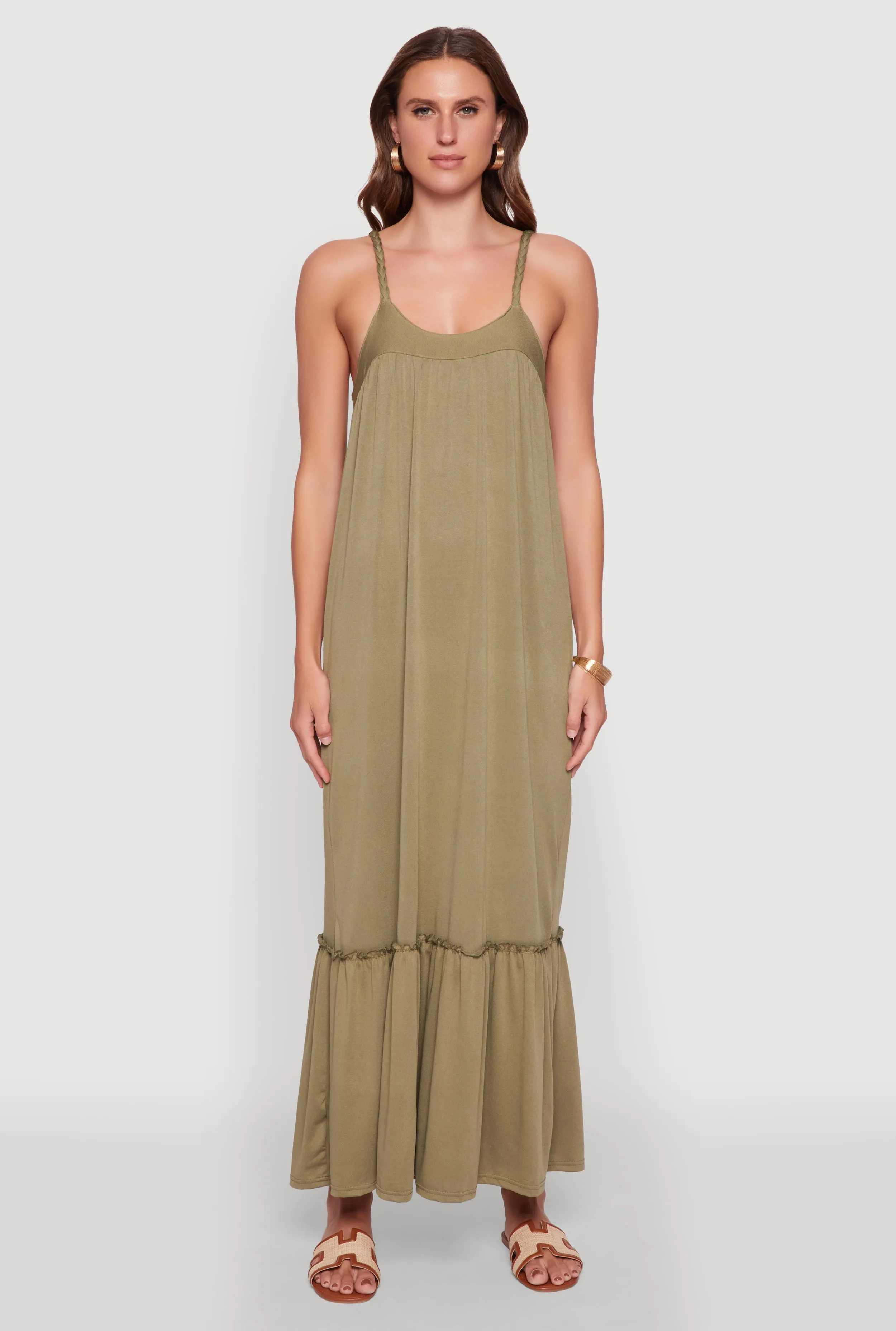 Elegant Braided Sleeve Tiered Maxi Dress sold by Rainbow product image thumbnail 2