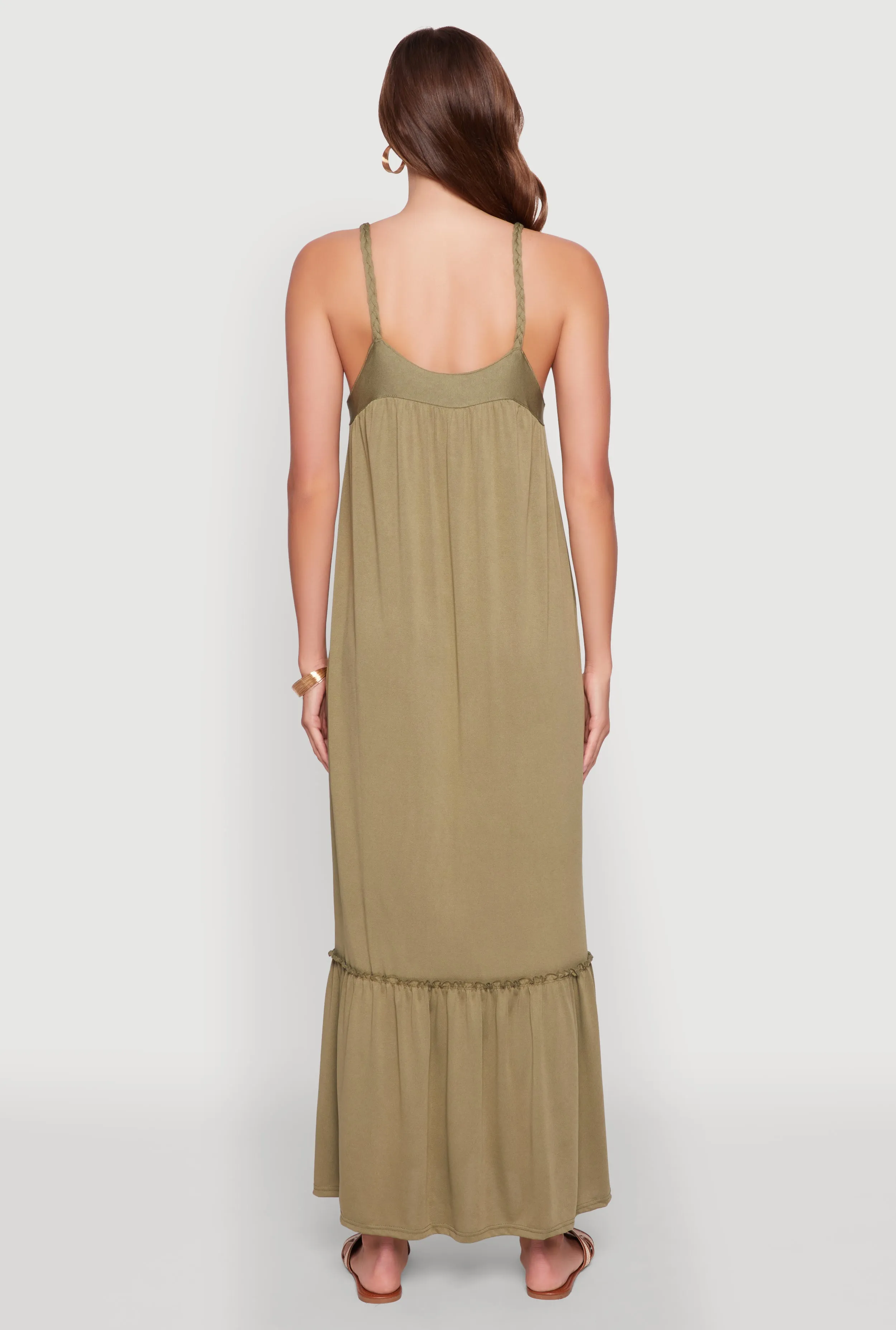 Elegant Braided Sleeve Tiered Maxi Dress sold by Rainbow product image thumbnail 5
