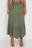 Trendy Smocked High Waist Tiered Midi Skirt sold by Rainbow