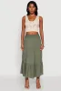 Trendy Smocked High Waist Tiered Midi Skirt sold by Rainbow