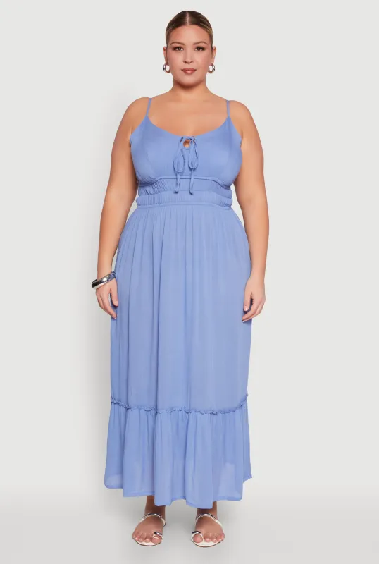Plus Size Tiered Scoop Neck Maxi Dress sold by Rainbow
