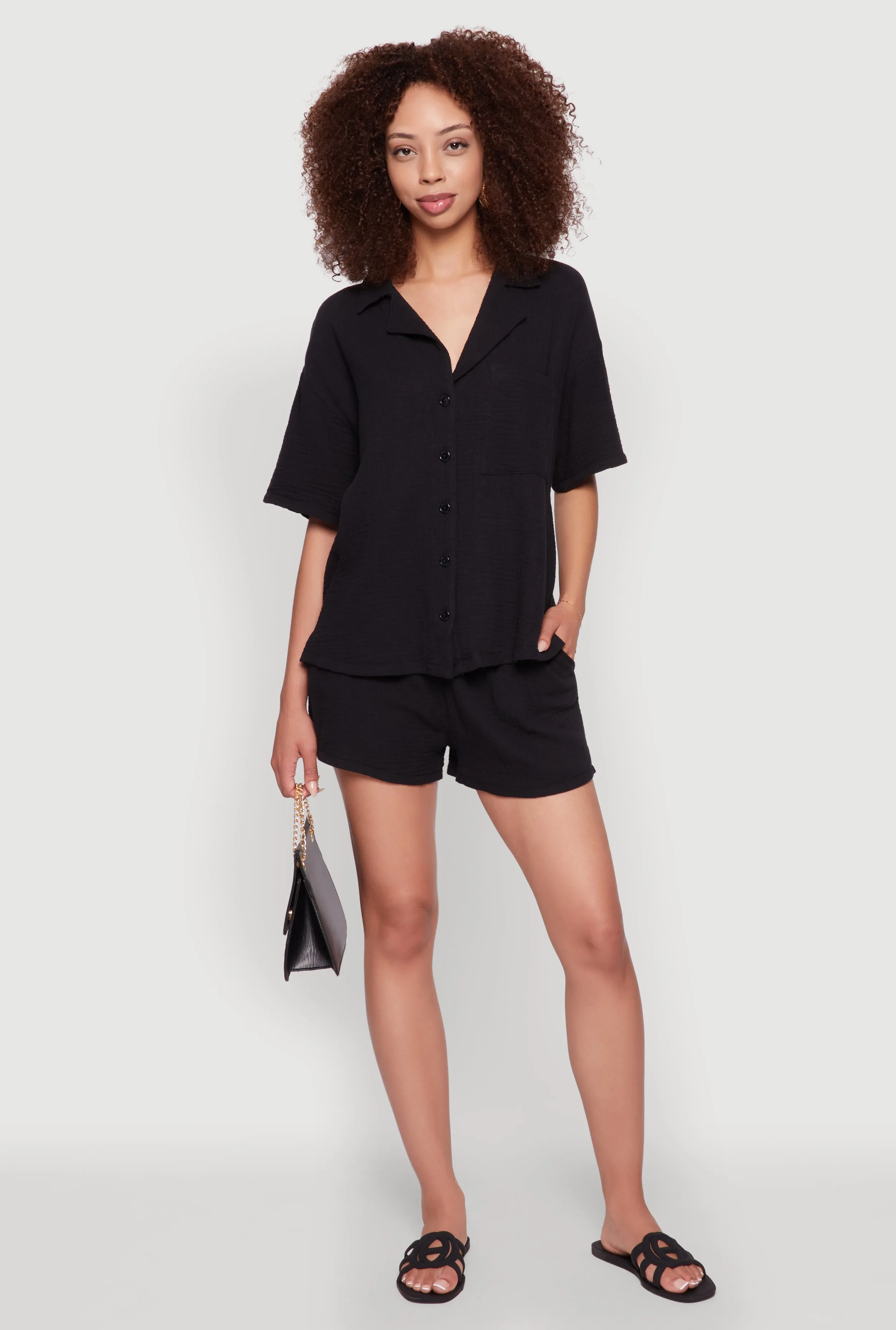 Trendy Gauze Knit Shorts for Casual Summer Wear sold by Rainbow