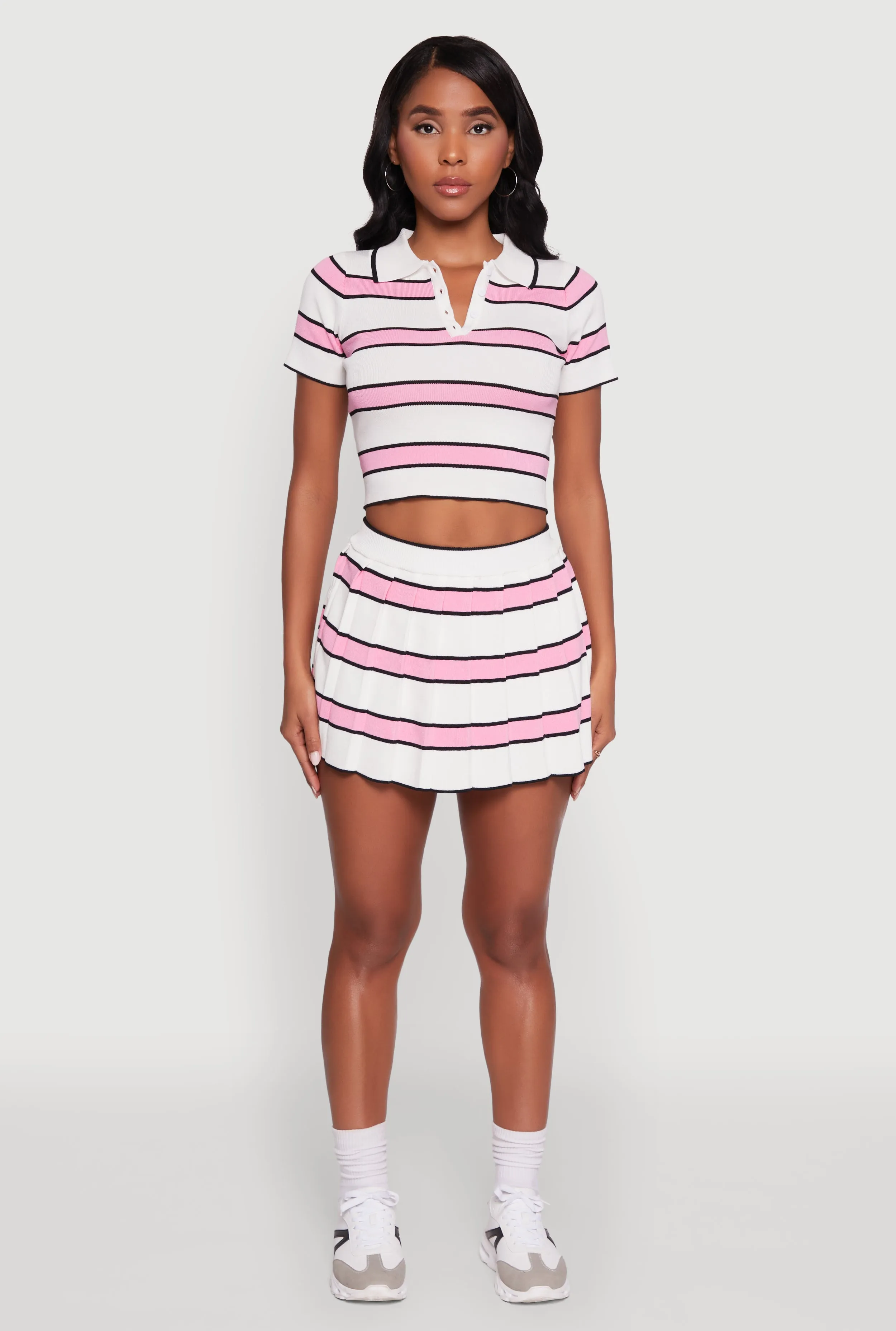 Daisy Striped Pleated Skort sold by Rainbow