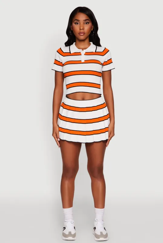 Daisy Striped Pleated Skort sold by Rainbow