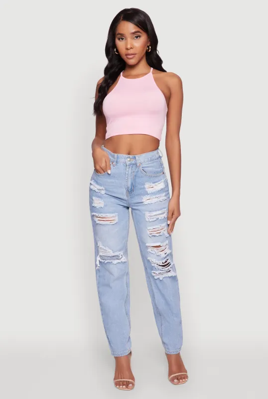 WAX Slim Leg Striped Patch Distressed Denim Jeans sold by Rainbow