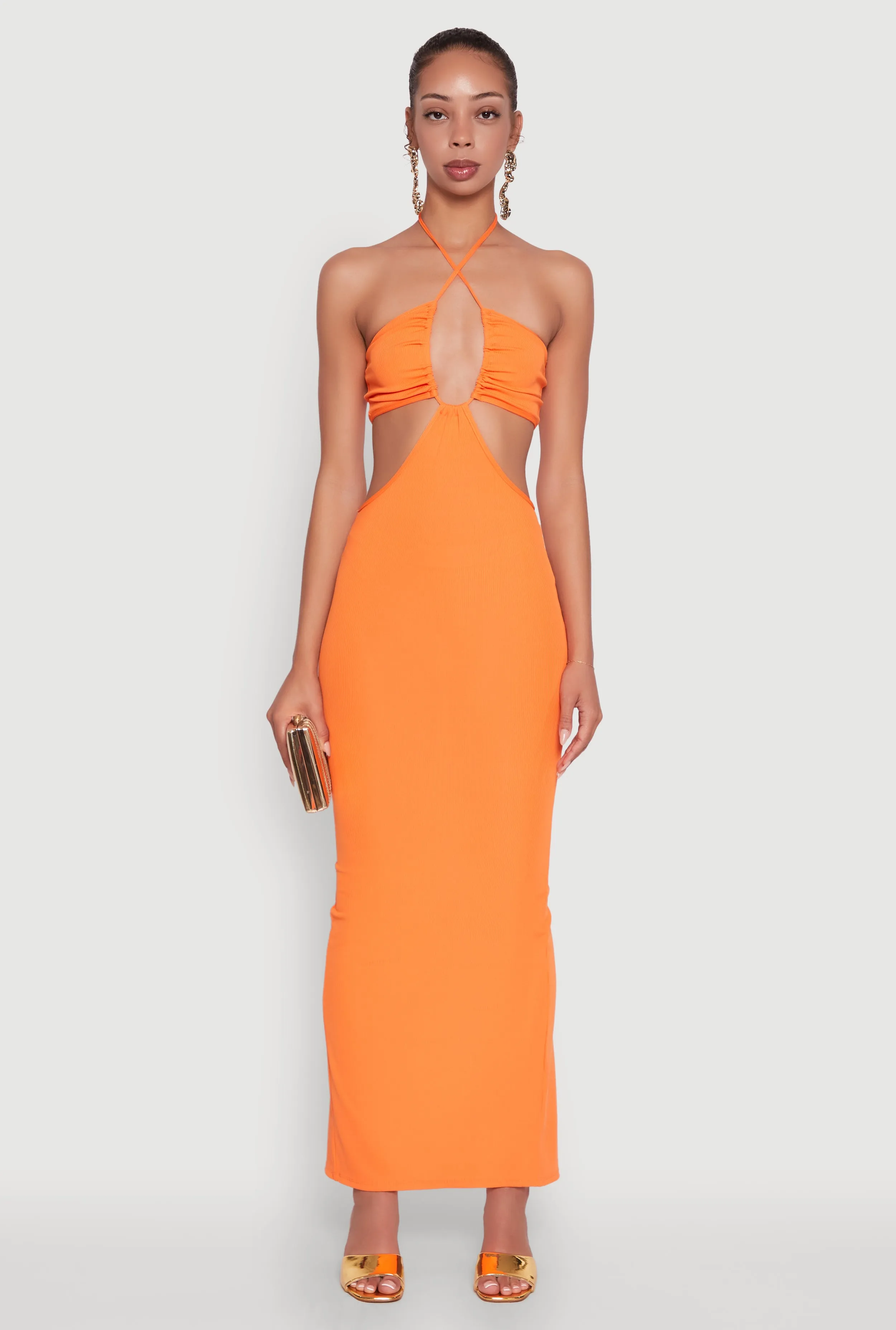 Stylish Ribbed Knit Keyhole Halter Sundress sold by Rainbow product image thumbnail 2