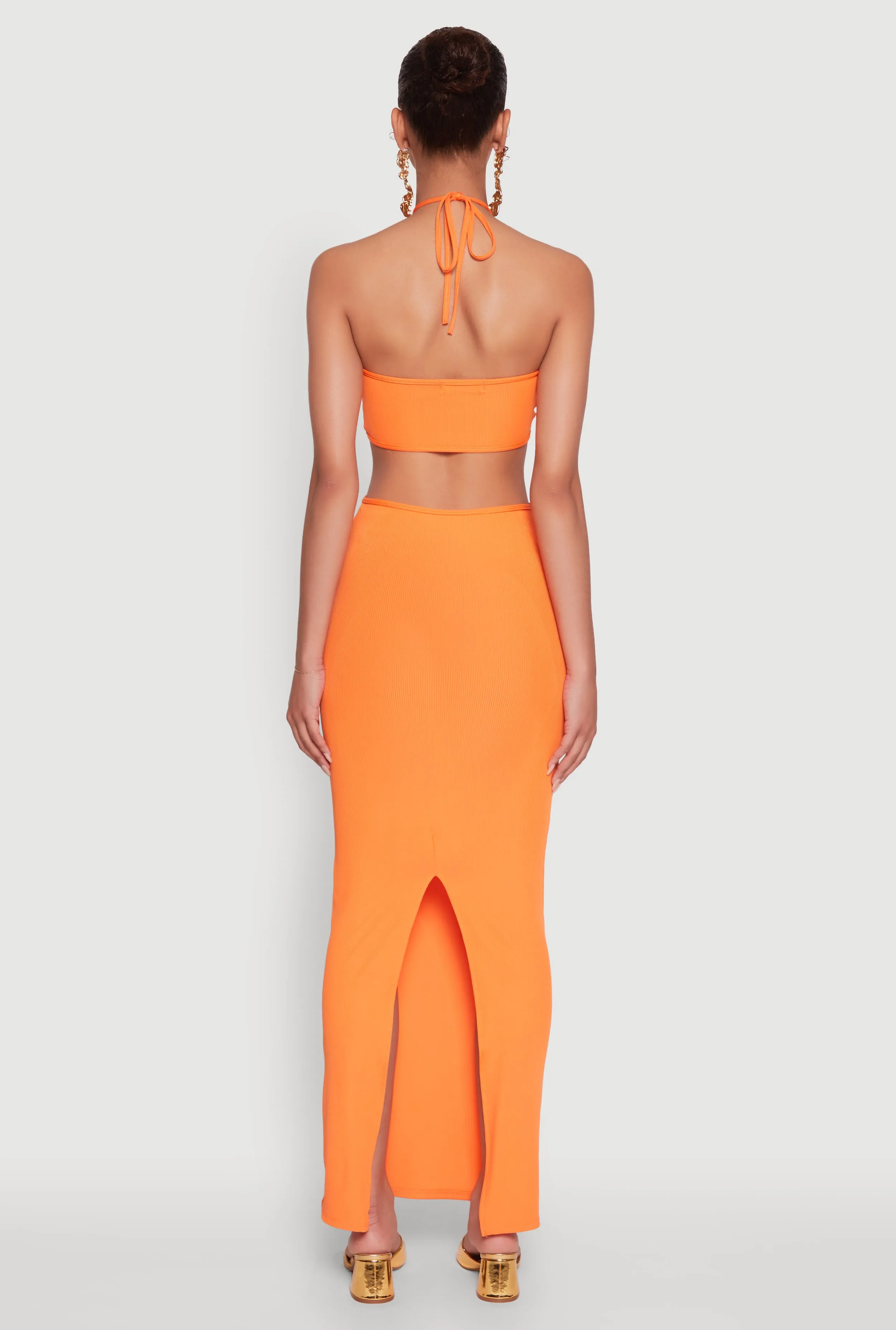 Stylish Ribbed Knit Keyhole Halter Sundress sold by Rainbow product image thumbnail 5