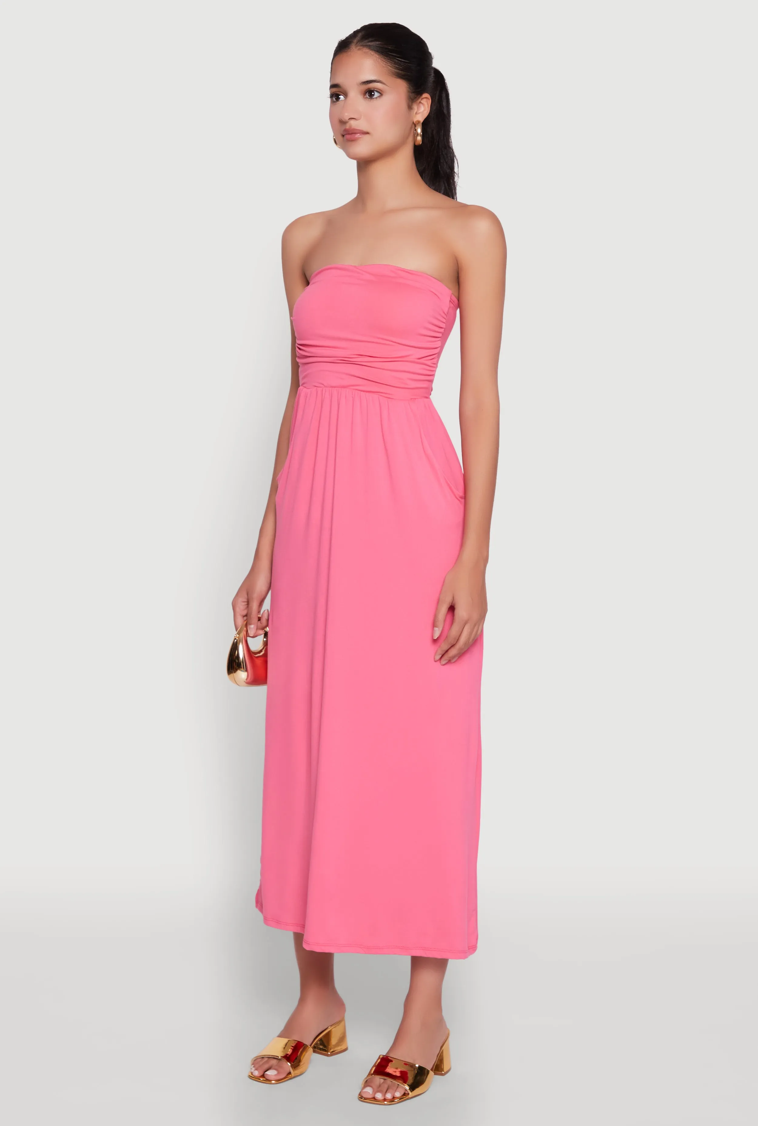 Chic Soft Knit Ruched Midi Tube Dress sold by Rainbow product image thumbnail 3