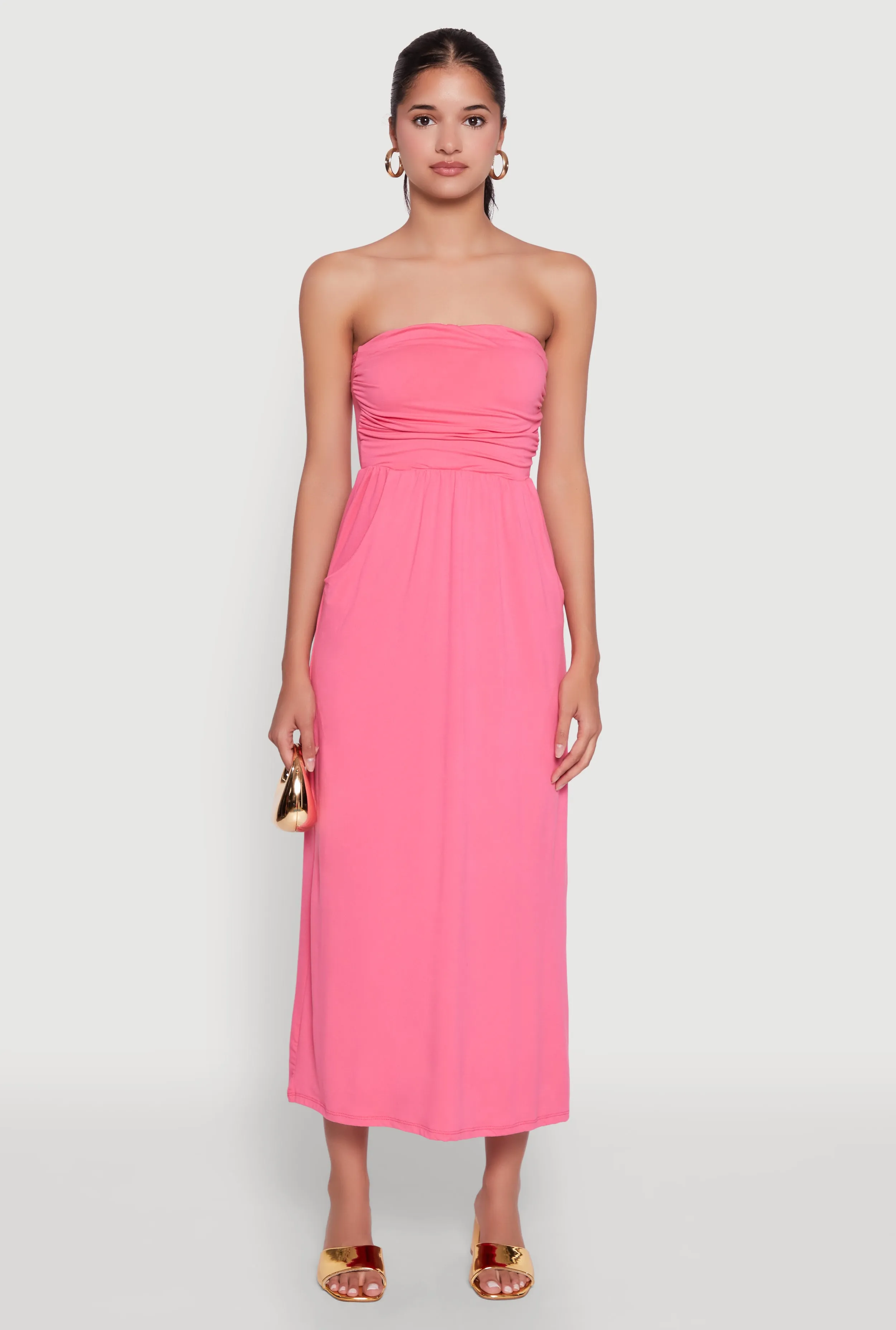 Chic Soft Knit Ruched Midi Tube Dress sold by Rainbow product image thumbnail 2