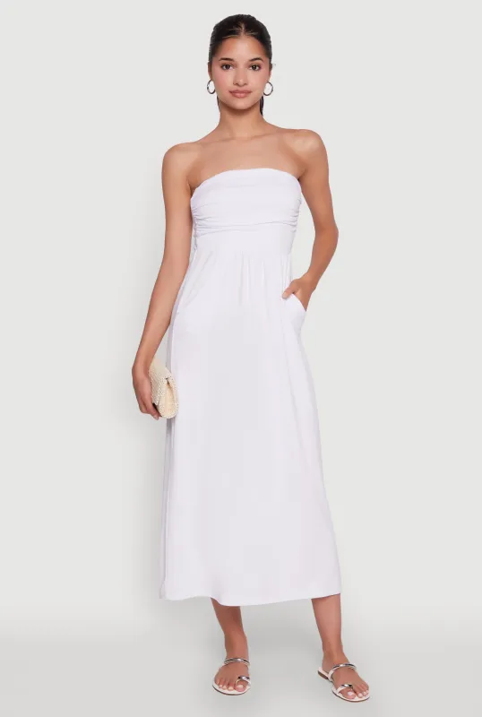 Chic Soft Knit Ruched Midi Tube Dress sold by Rainbow