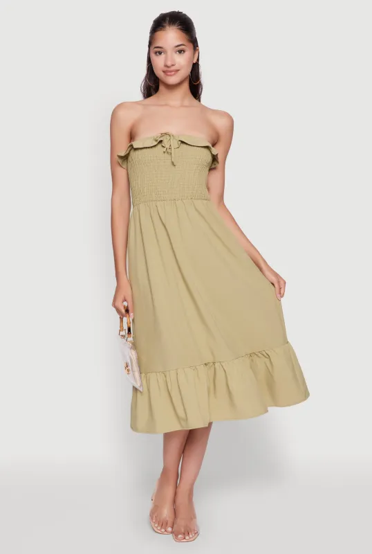 Chic Smocked and Ruffle Tiered Peasant Dress sold by Rainbow