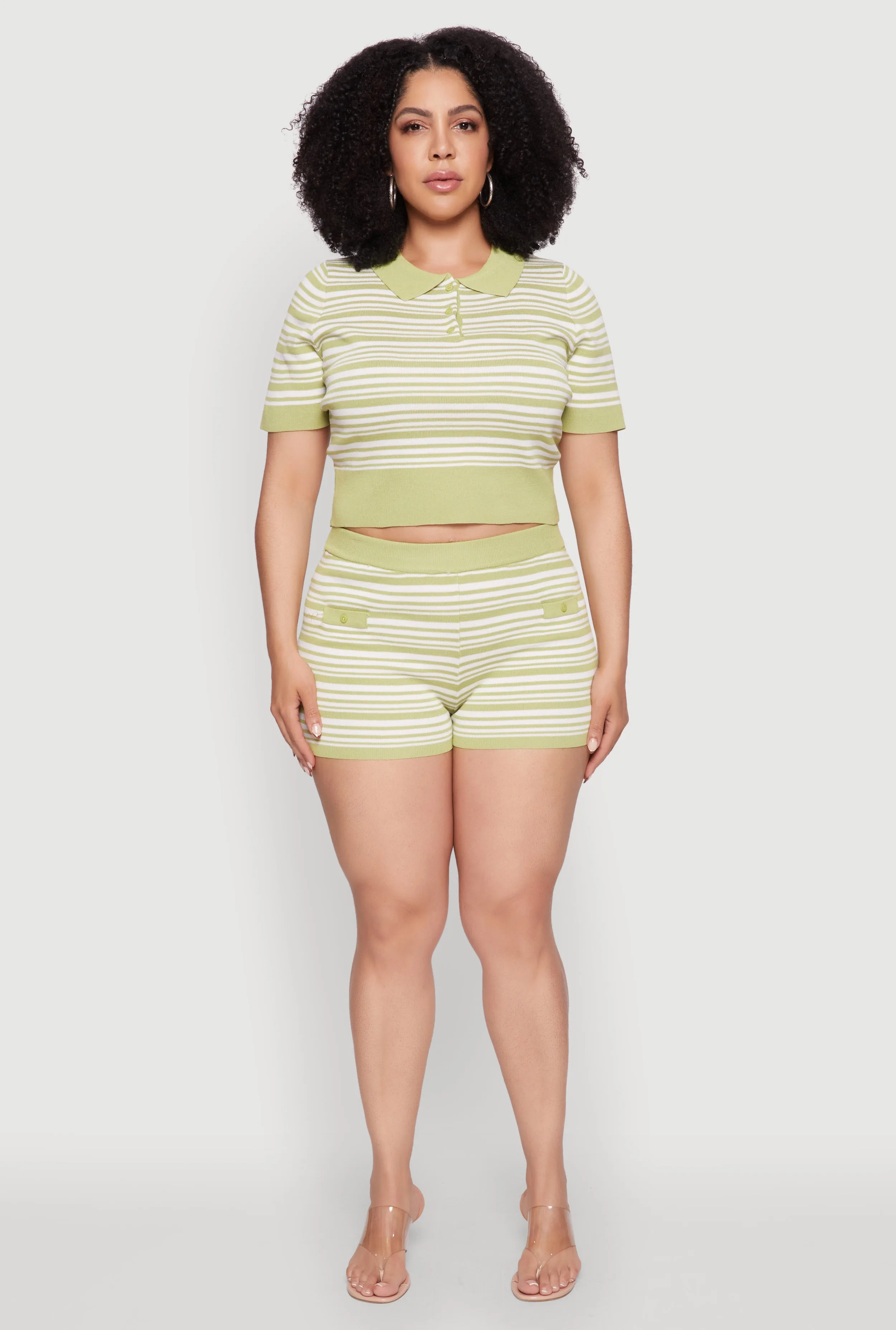 Plus Size Daisy Striped Button Detail Shorts sold by Rainbow product image thumbnail 2