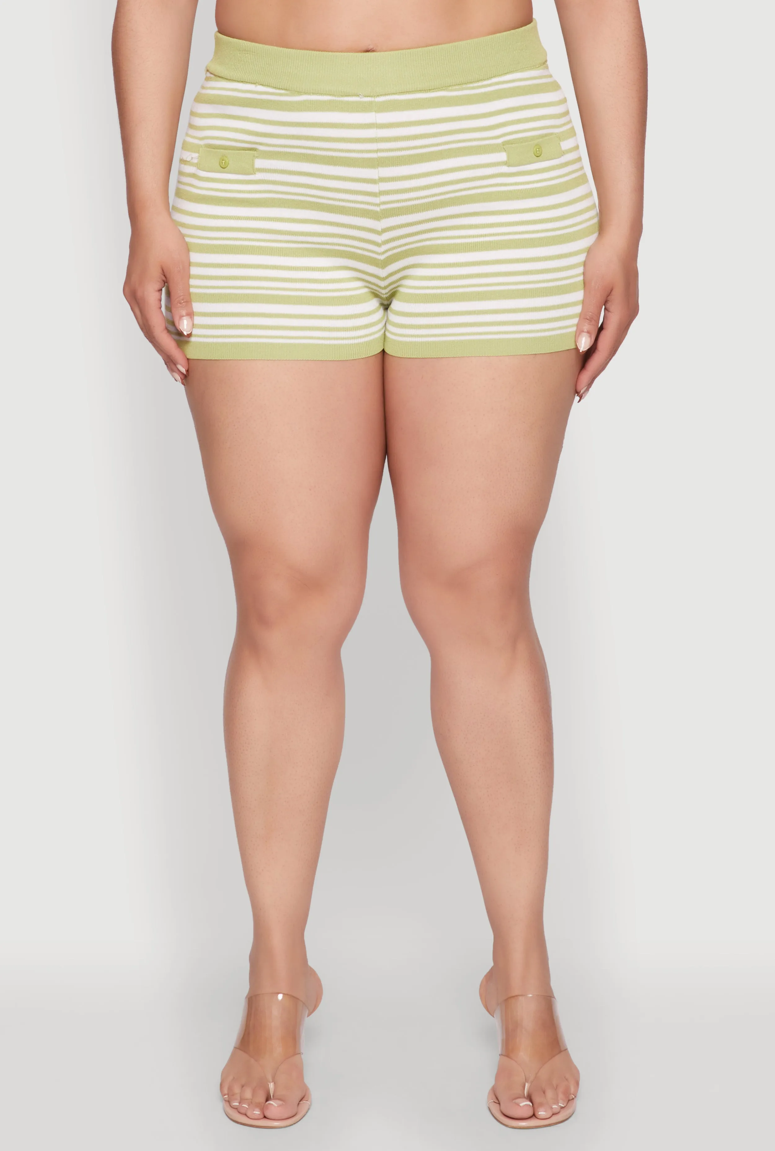 Plus Size Daisy Striped Button Detail Shorts sold by Rainbow product image thumbnail 3