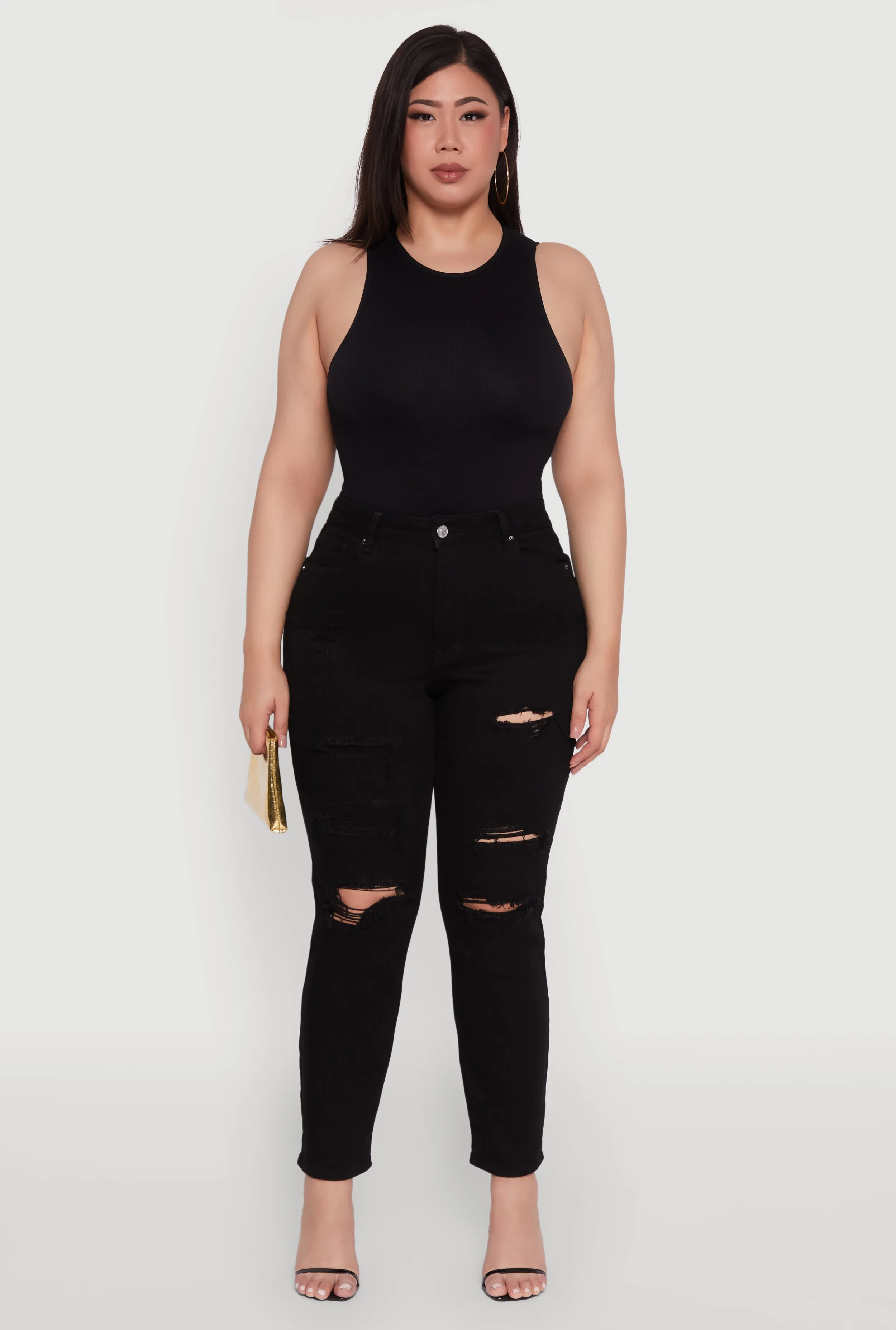 Plus Size WAX High Waisted Distressed and Frayed Jeans sold by Rainbow product image thumbnail 2