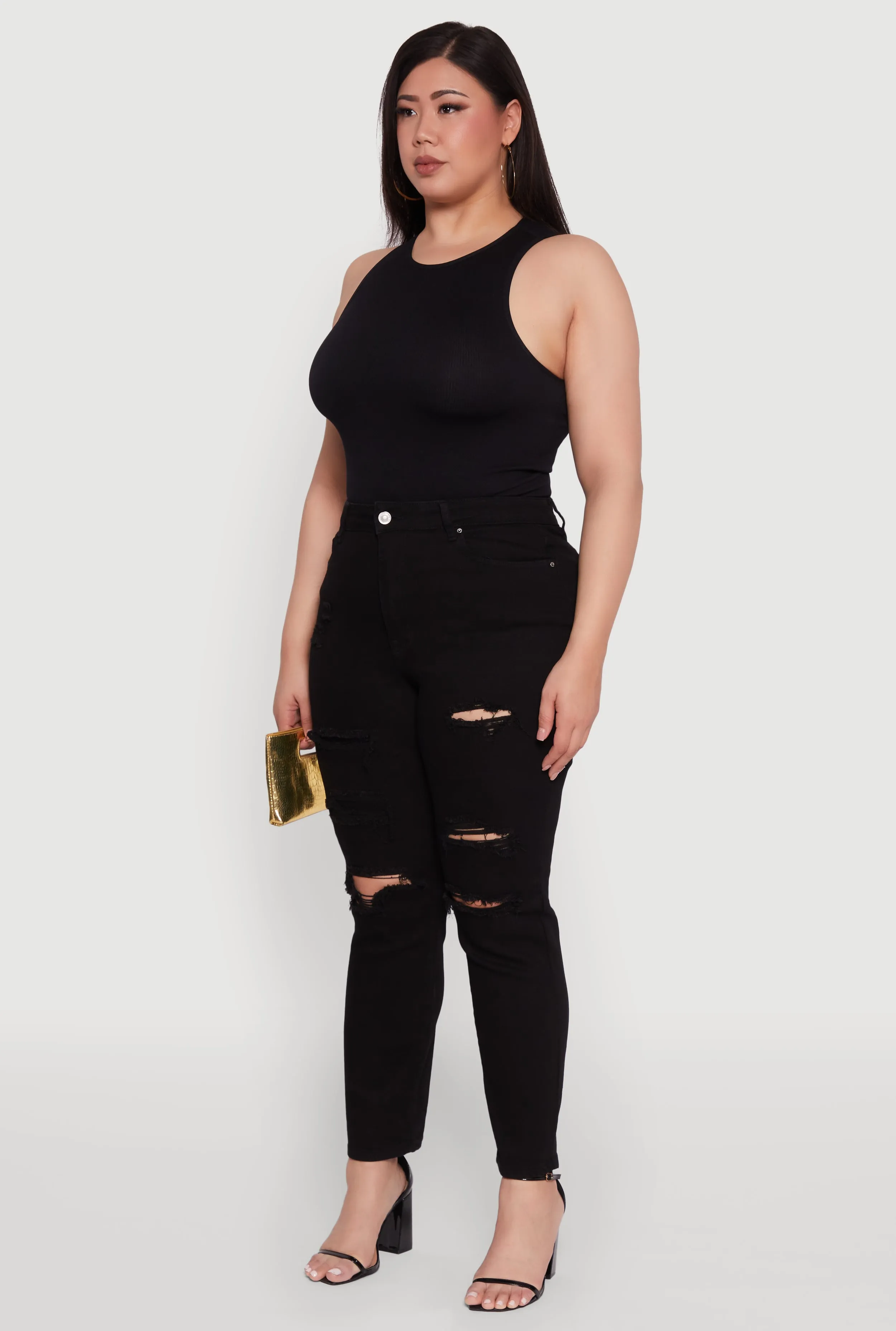 Plus Size WAX High Waisted Distressed and Frayed Jeans sold by Rainbow product image thumbnail 3