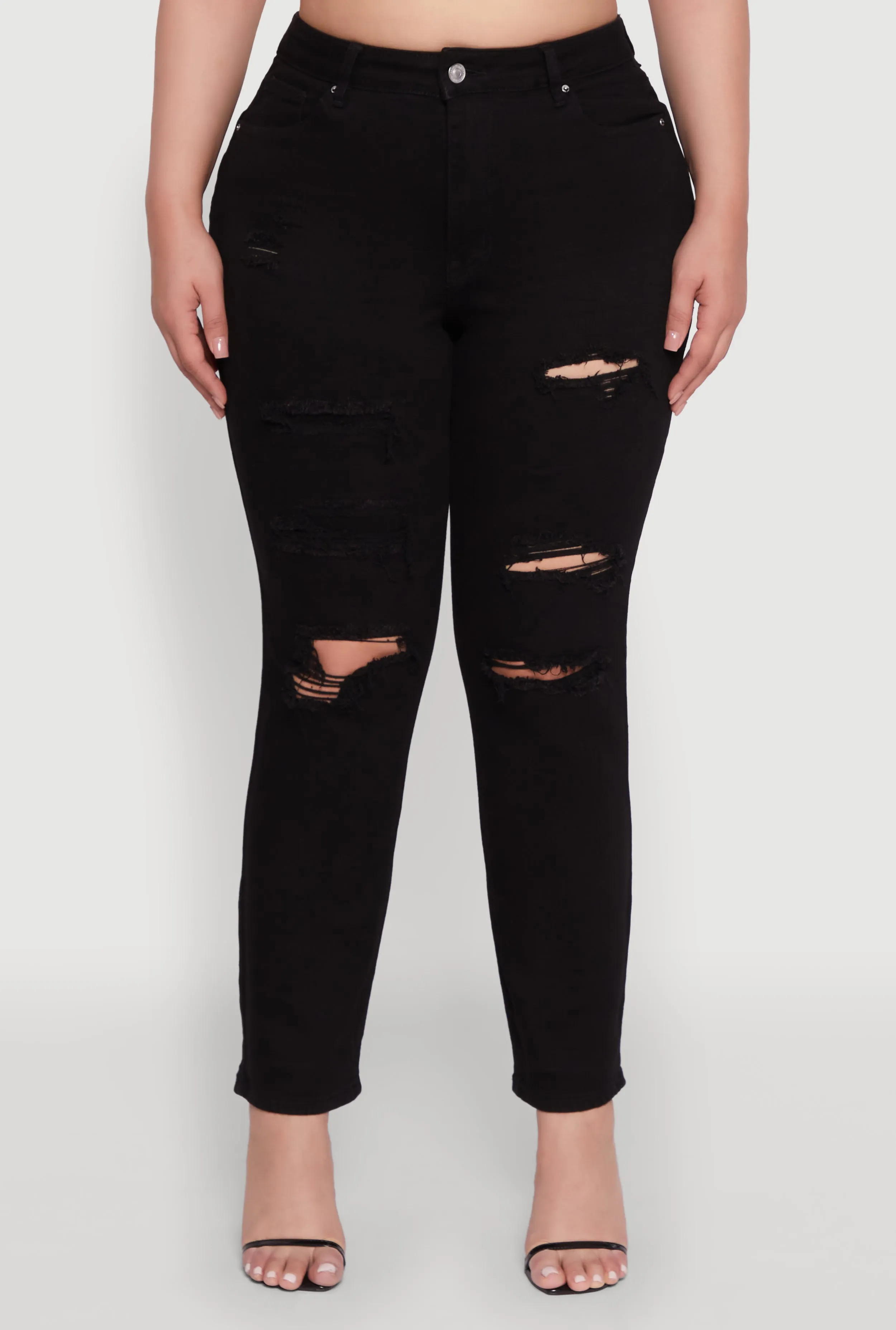 Plus Size WAX High Waisted Distressed and Frayed Jeans sold by Rainbow product image thumbnail 5