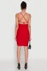 Sleek Lace Up Tie Back Ruched Bodycon Dress sold by Rainbow