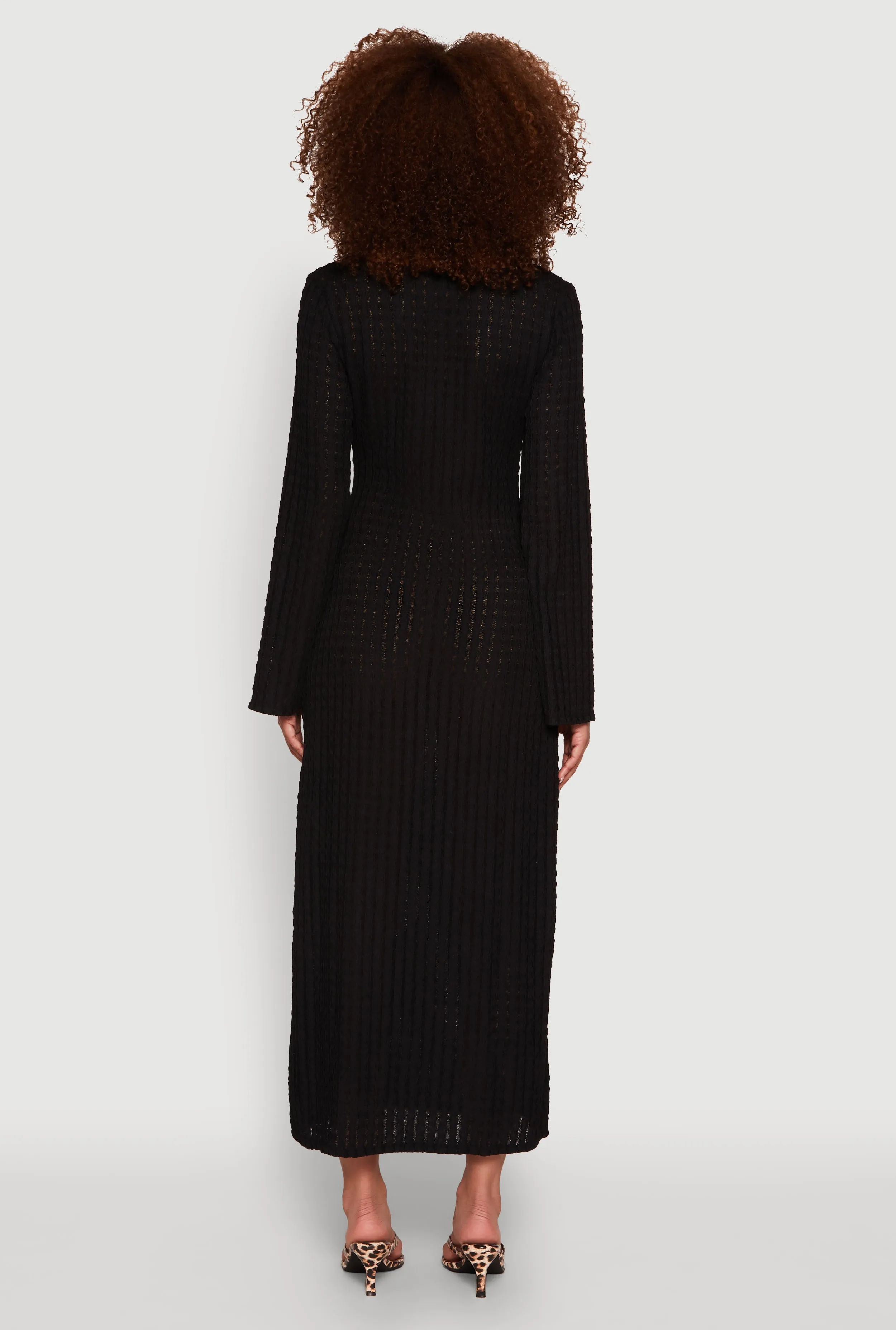 Textured Knit Beaded Keyhole Shadow Stripe Dress sold by Rainbow product image thumbnail 5