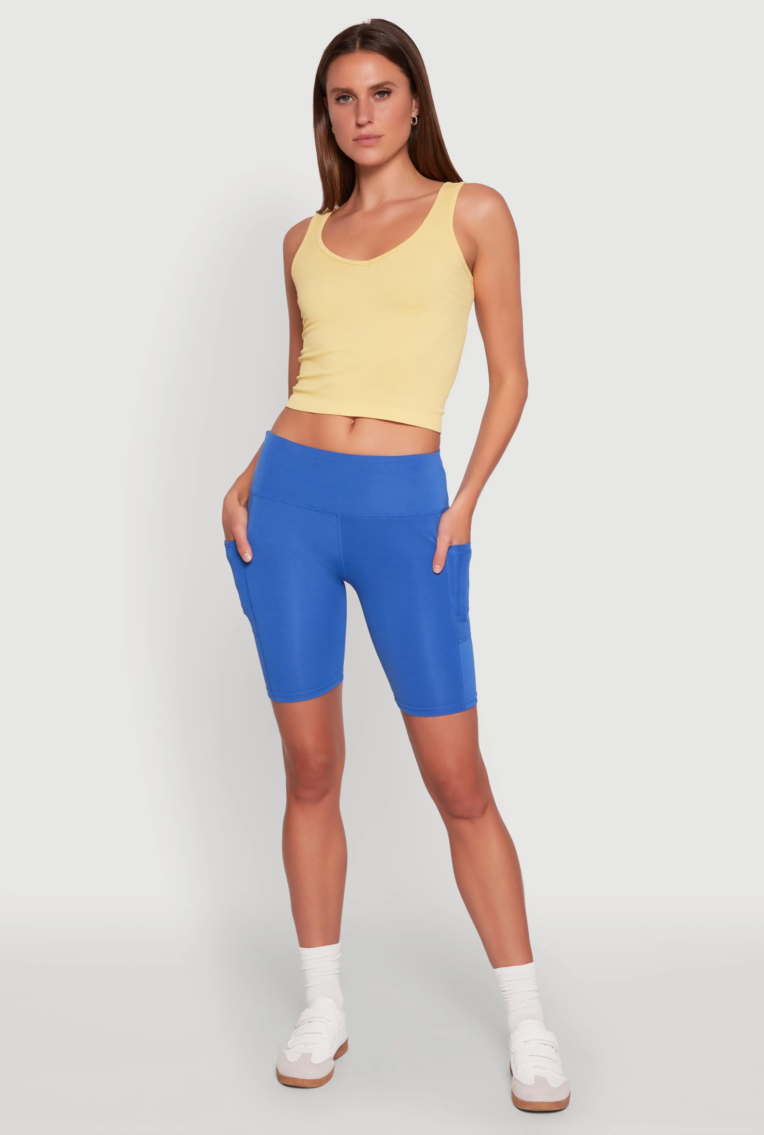 Stylish Bike Shorts with Tummy Tucker and Side Pockets sold by Rainbow