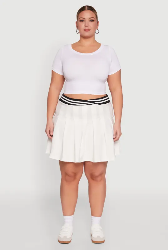 Plus Size Varsity Stripe Waistband Pleated Skirt sold by Rainbow