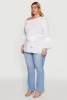 Plus Size Stylish One Shoulder Bell Sleeve Blouse with Ruffles sold by Rainbow