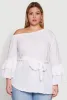 Plus Size Stylish One Shoulder Bell Sleeve Blouse with Ruffles sold by Rainbow
