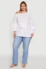 Plus Size Stylish One Shoulder Bell Sleeve Blouse with Ruffles sold by Rainbow