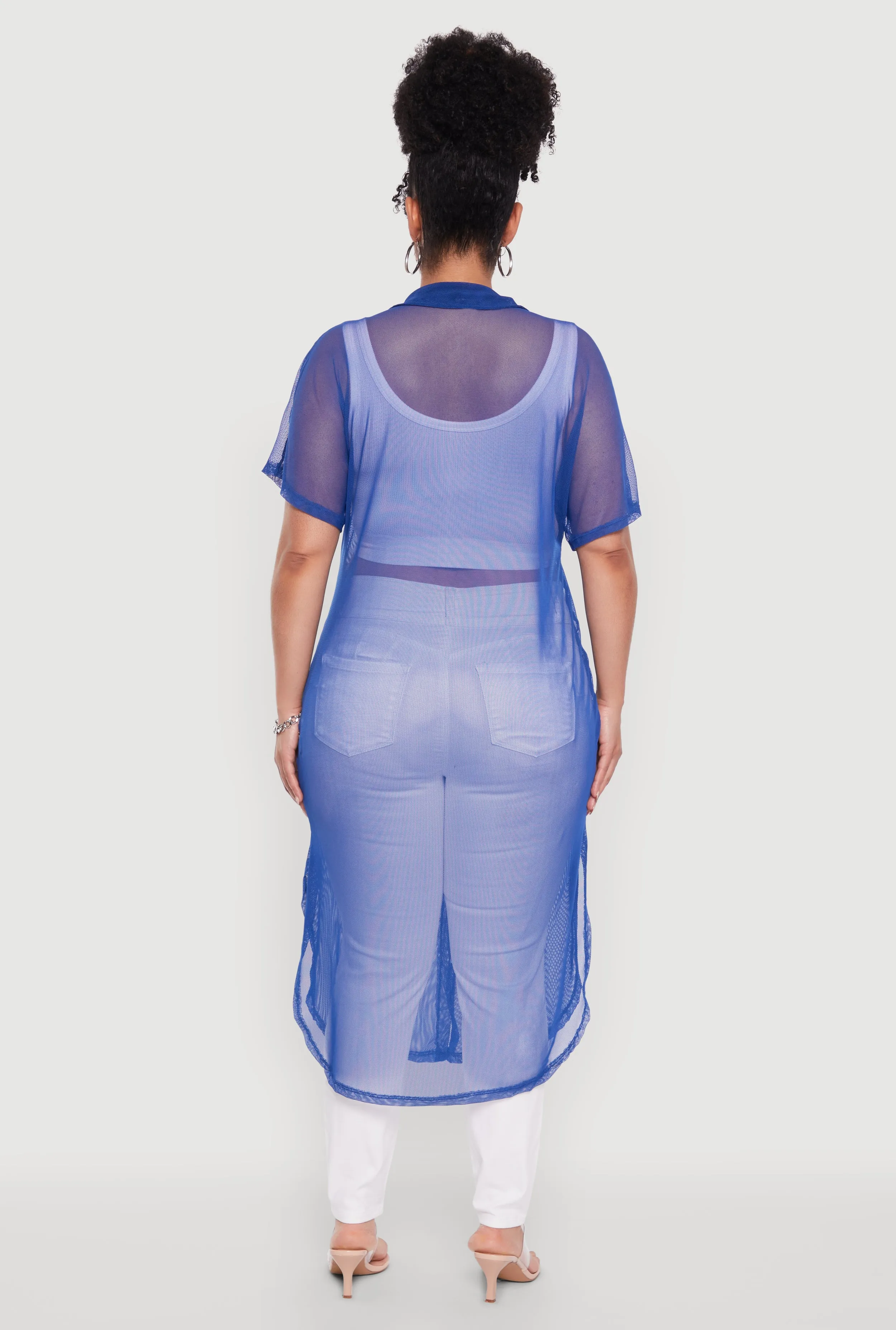 Plus Size Stylish Chic Sheer Maxi Shirt sold by Rainbow product image thumbnail 5