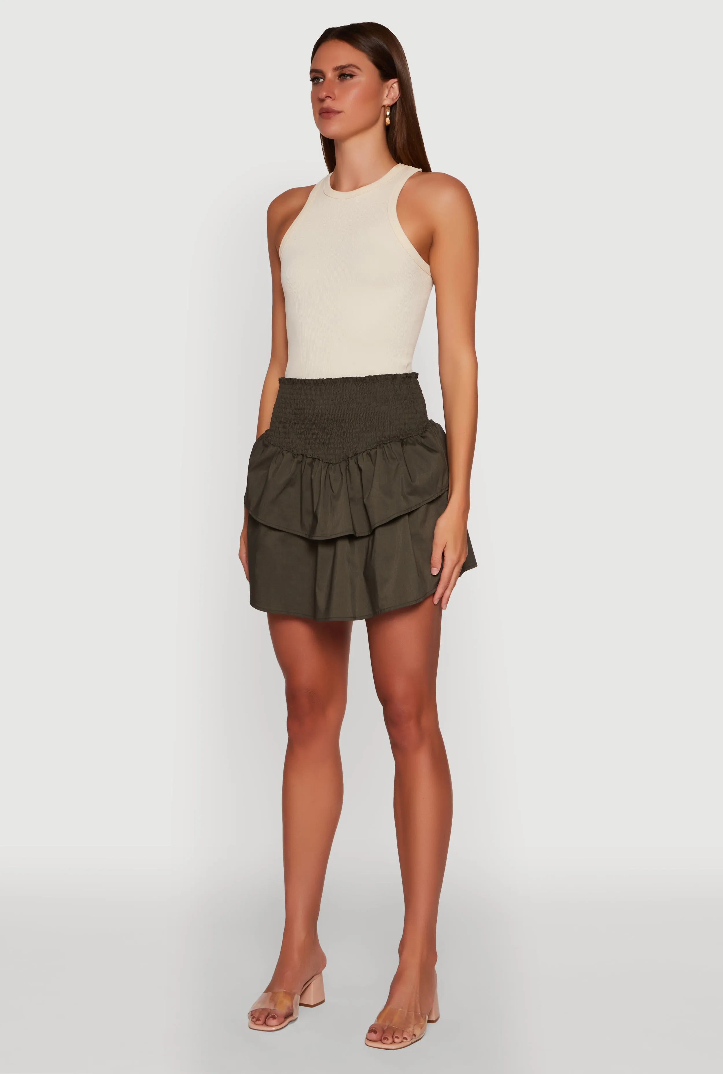 Chic Smocked High Waisted Tiered Skirt sold by Rainbow product image thumbnail 3