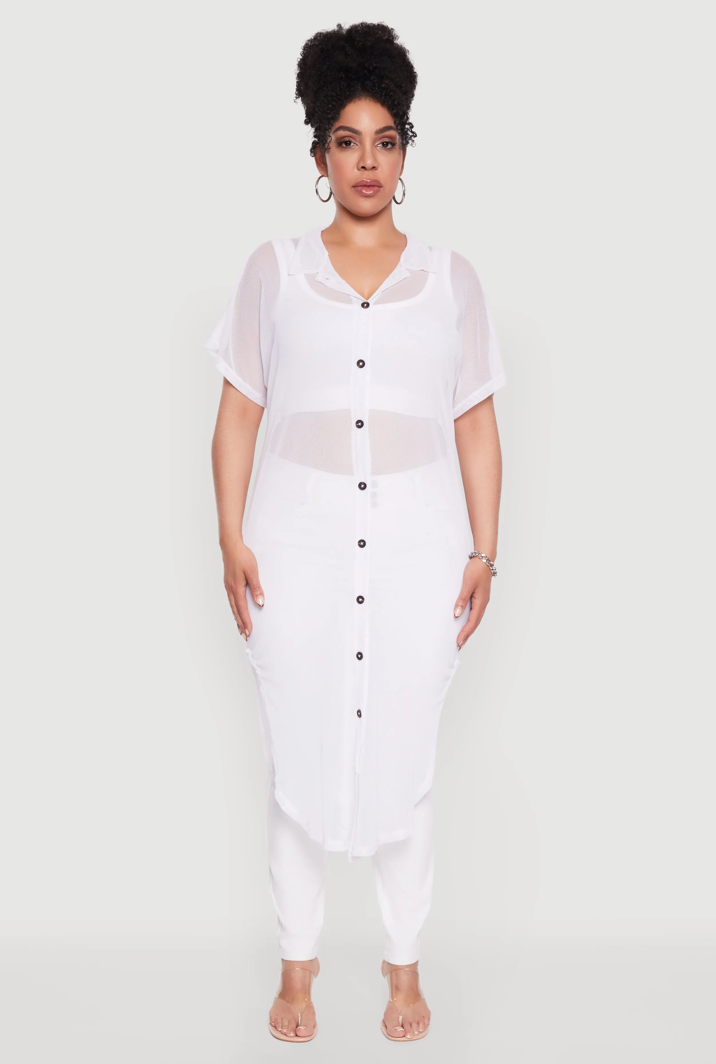 Plus Size Stylish Chic Sheer Maxi Shirt sold by Rainbow product image thumbnail 2