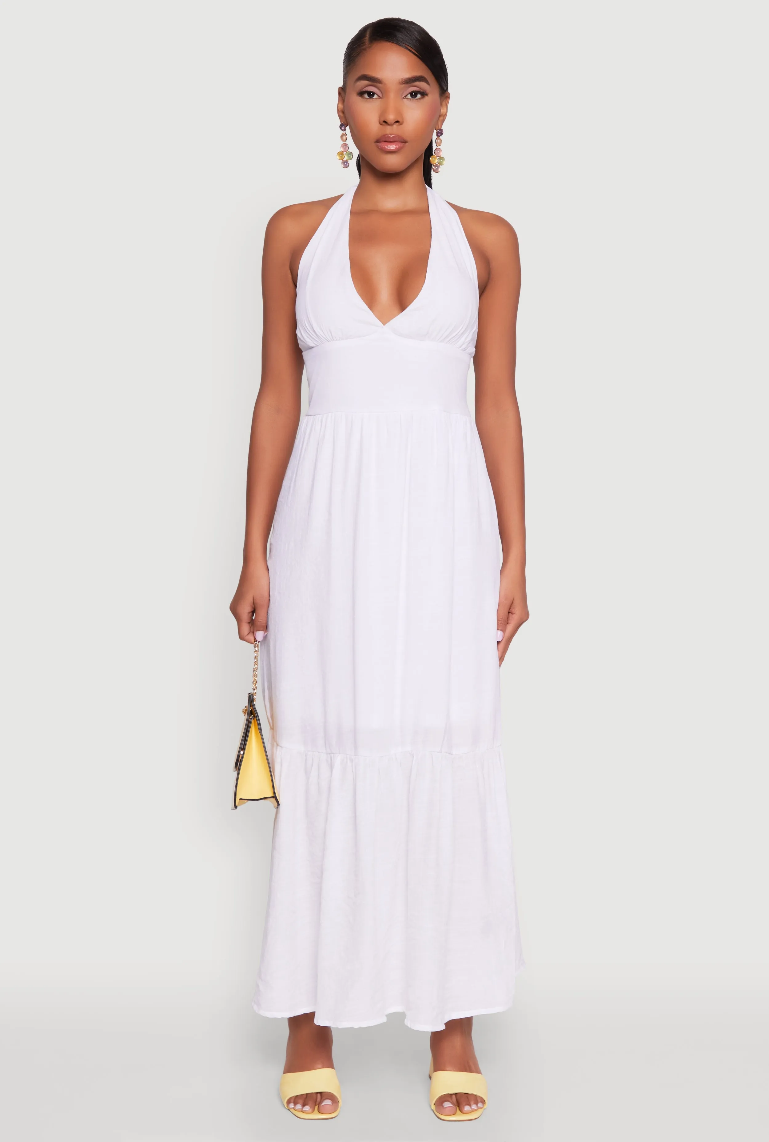 Elegant Gauze Knit Halter Neck Tiered Dress sold by Rainbow product image thumbnail 2