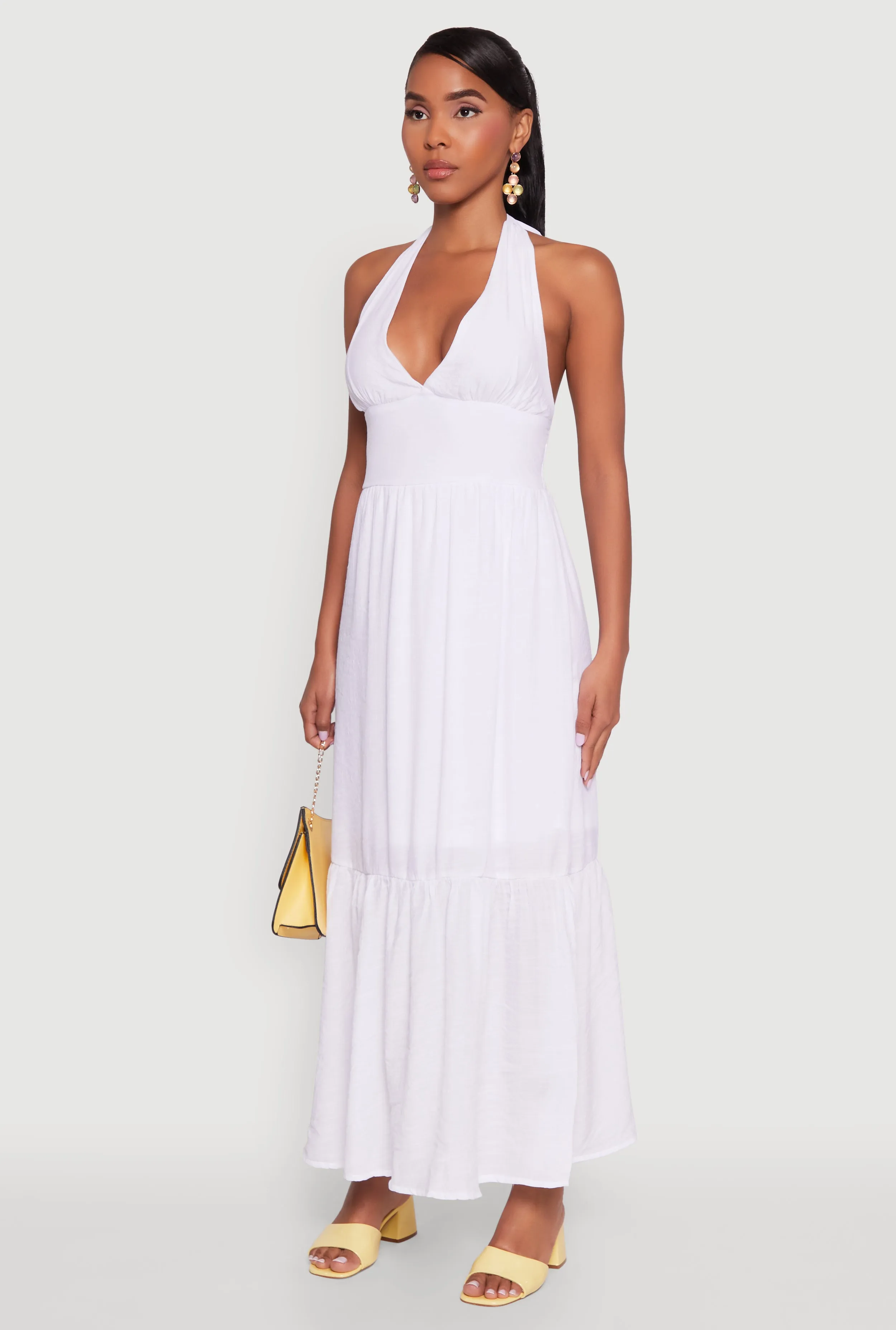 Elegant Gauze Knit Halter Neck Tiered Dress sold by Rainbow product image thumbnail 3