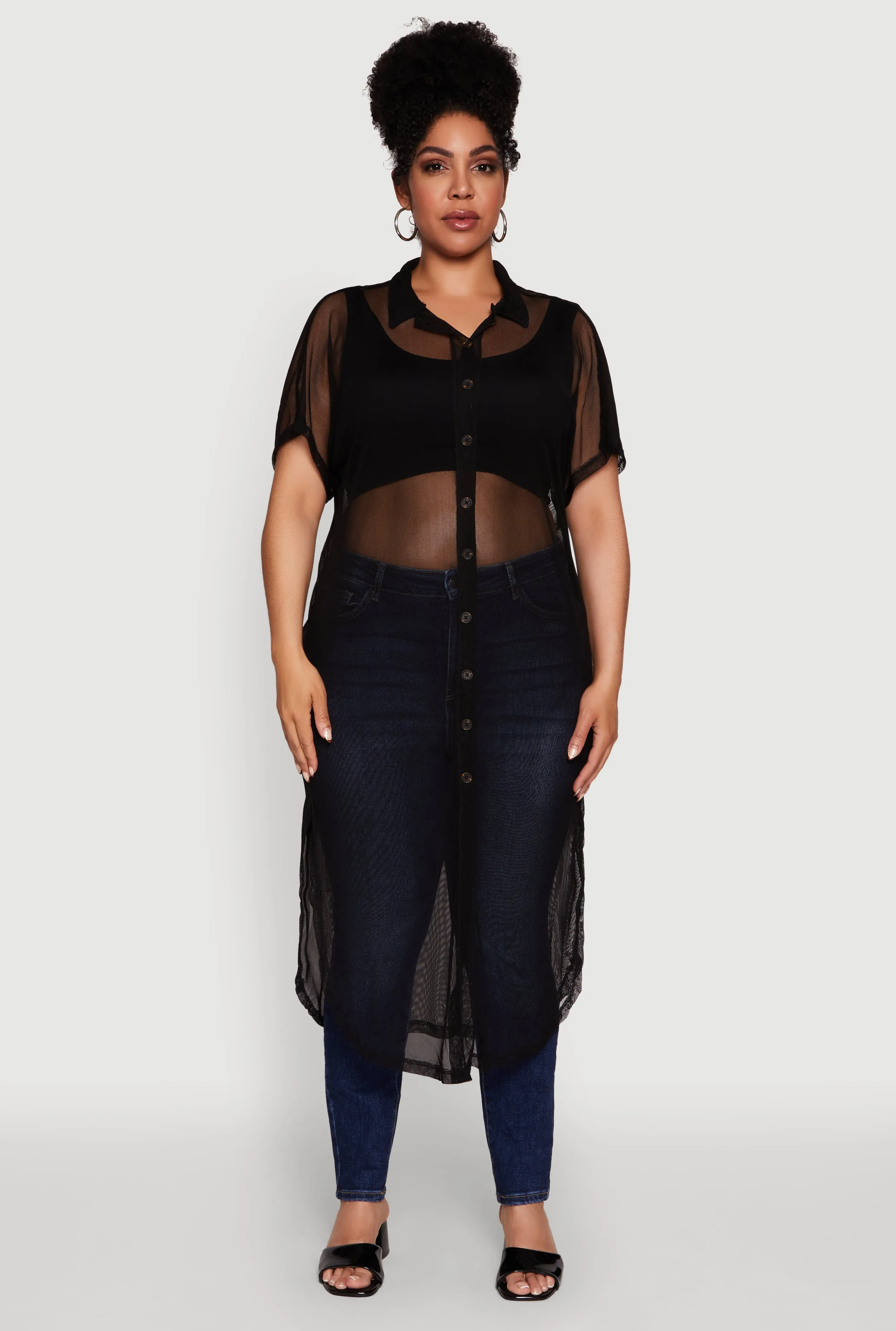 Plus Size Stylish Chic Sheer Maxi Shirt sold by Rainbow product image thumbnail 2