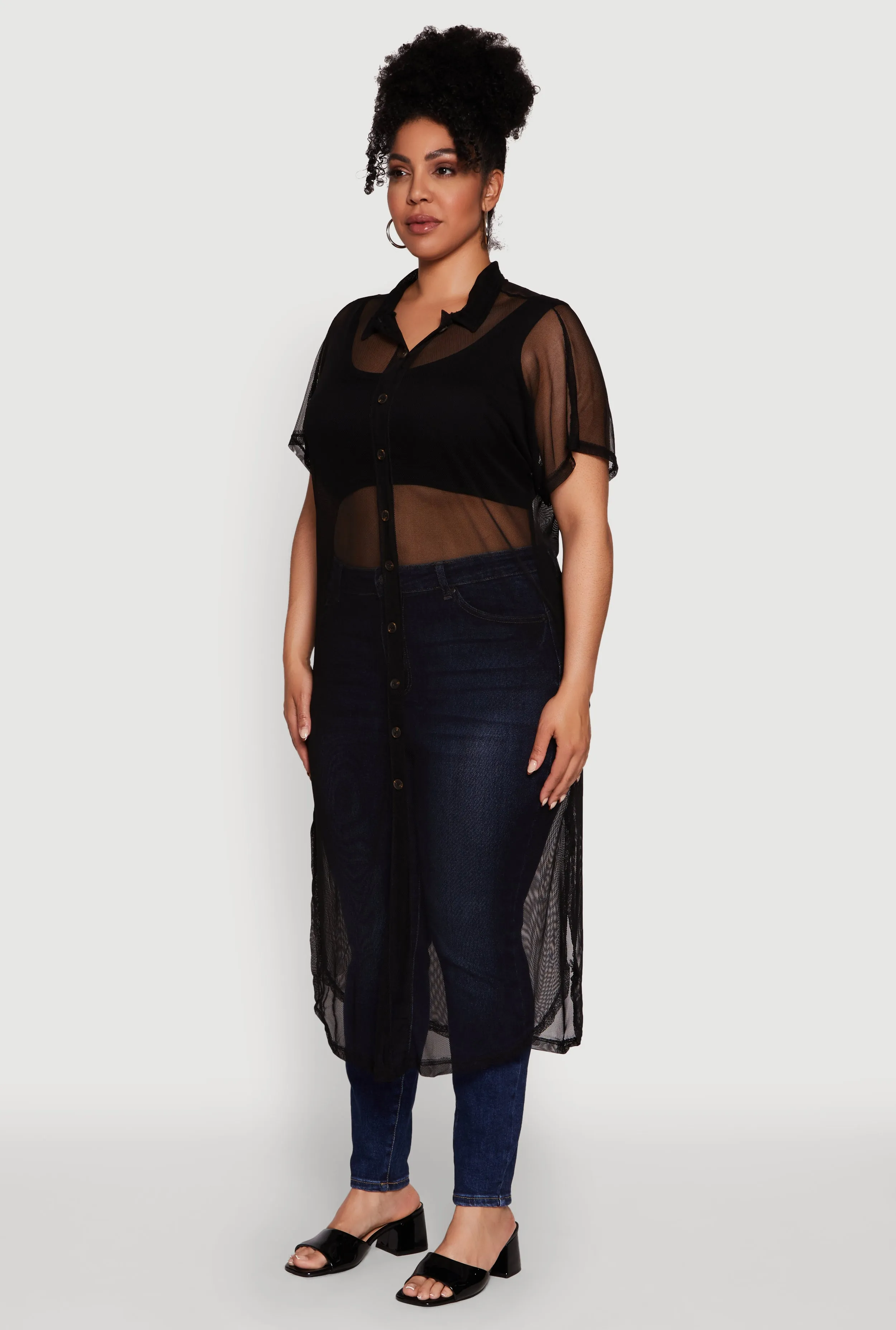 Plus Size Stylish Chic Sheer Maxi Shirt sold by Rainbow product image thumbnail 3