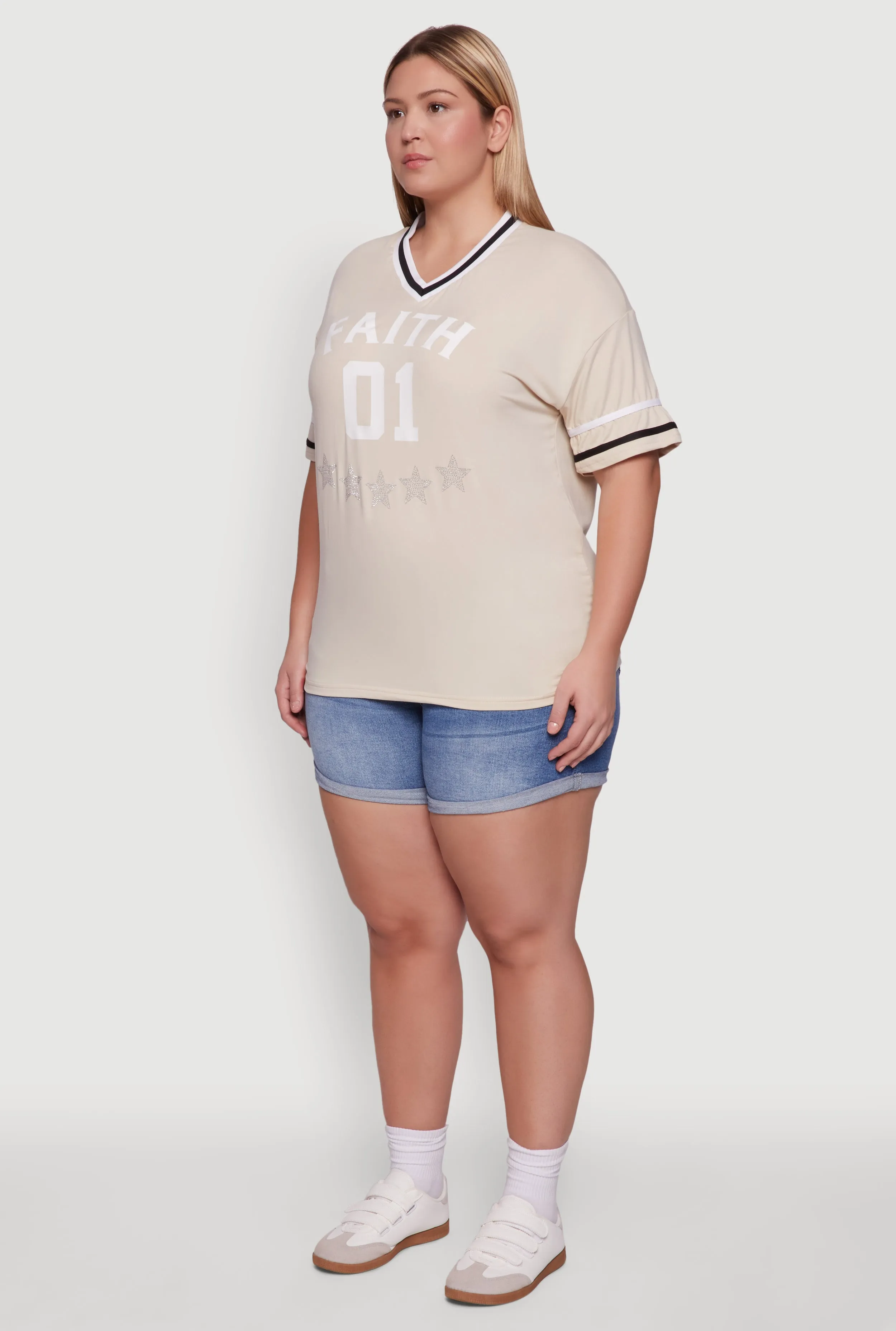 Plus Size Rhinestone Star Faith Graphic T-Shirt sold by Rainbow product image thumbnail 5