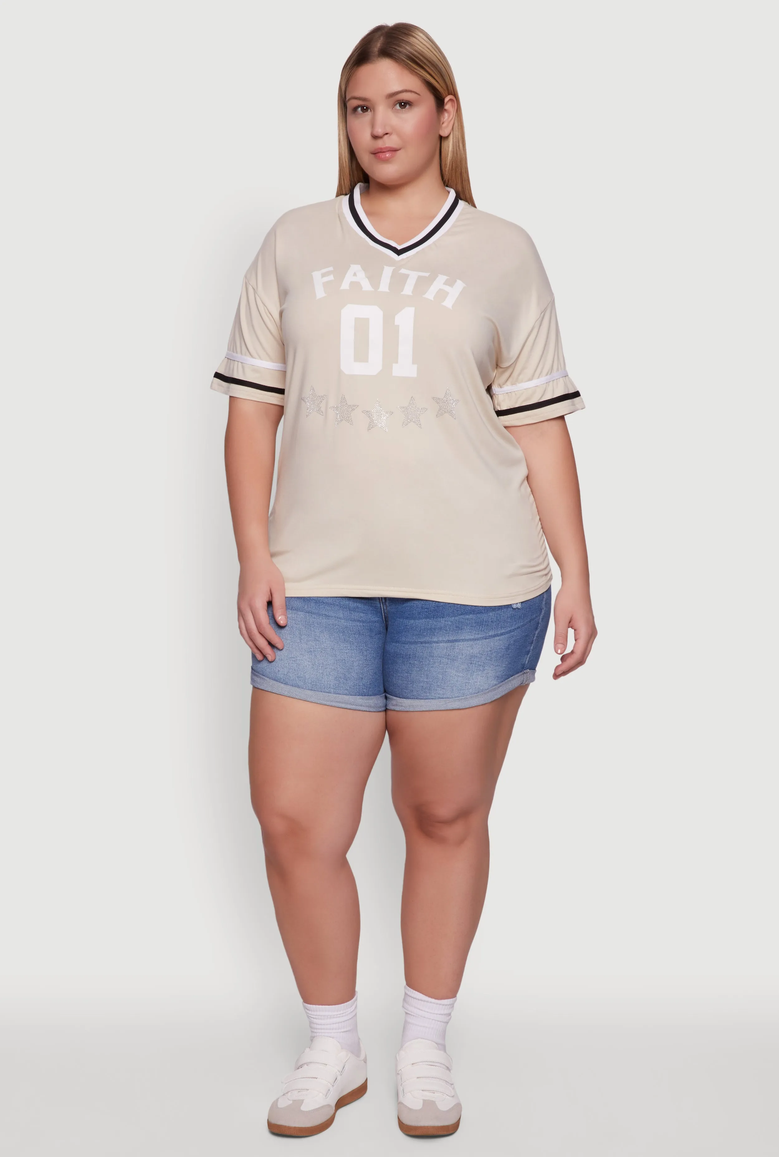 Plus Size Rhinestone Star Faith Graphic T-Shirt sold by Rainbow product image thumbnail 3