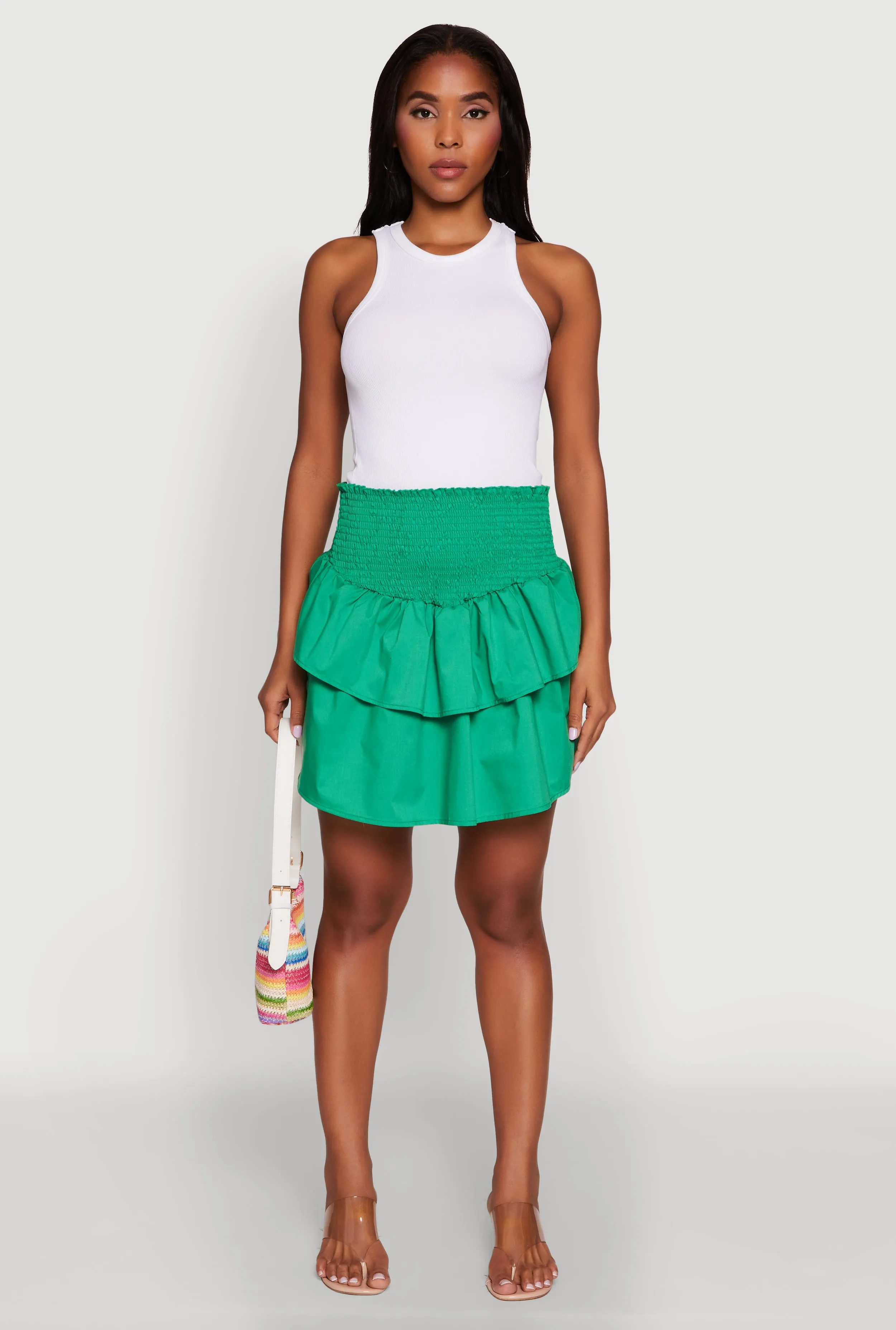 Chic Smocked High Waisted Tiered Skirt sold by Rainbow product image thumbnail 2