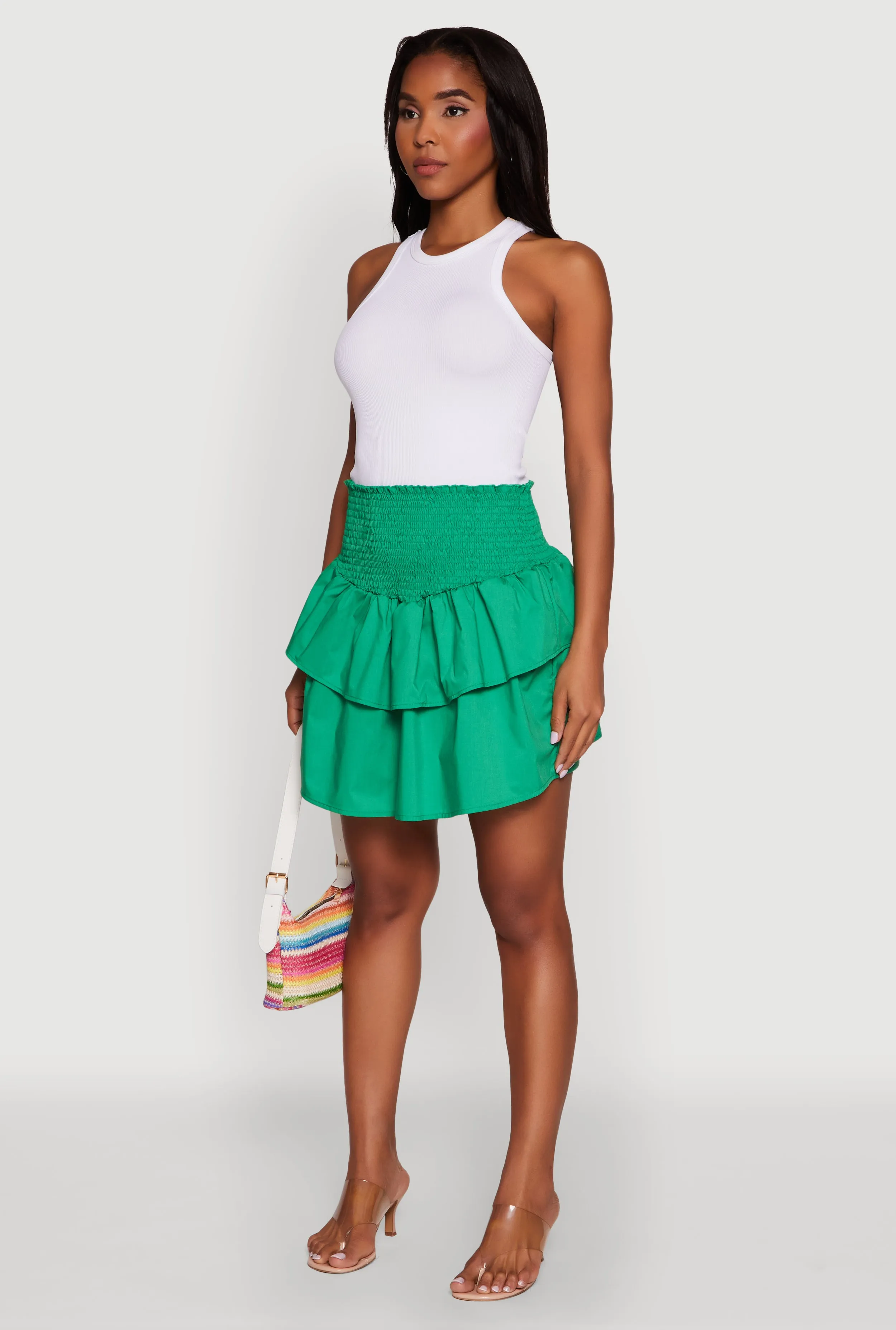 Chic Smocked High Waisted Tiered Skirt sold by Rainbow product image thumbnail 3