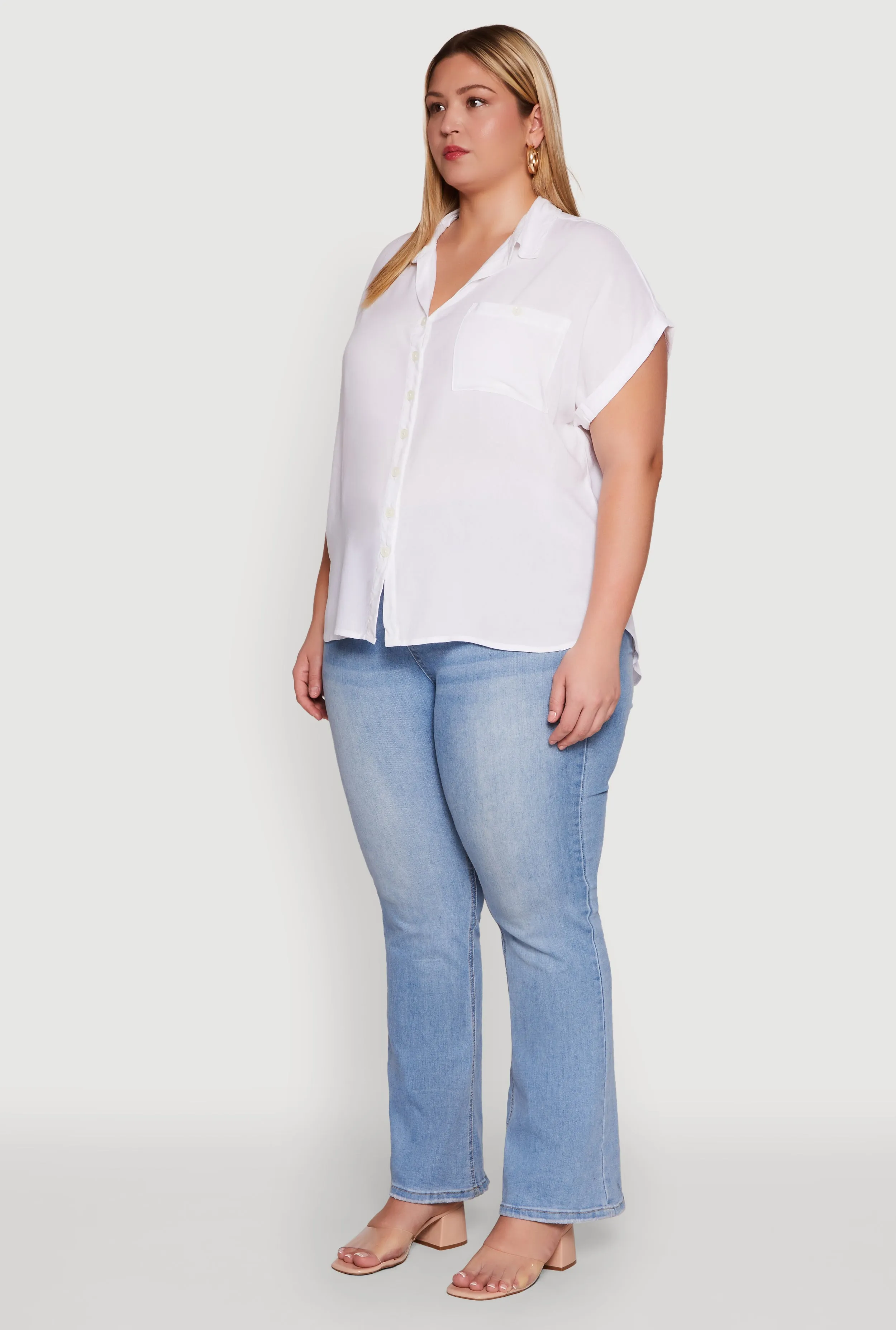 Plus Size Button Front Shirt sold by Rainbow product image thumbnail 5