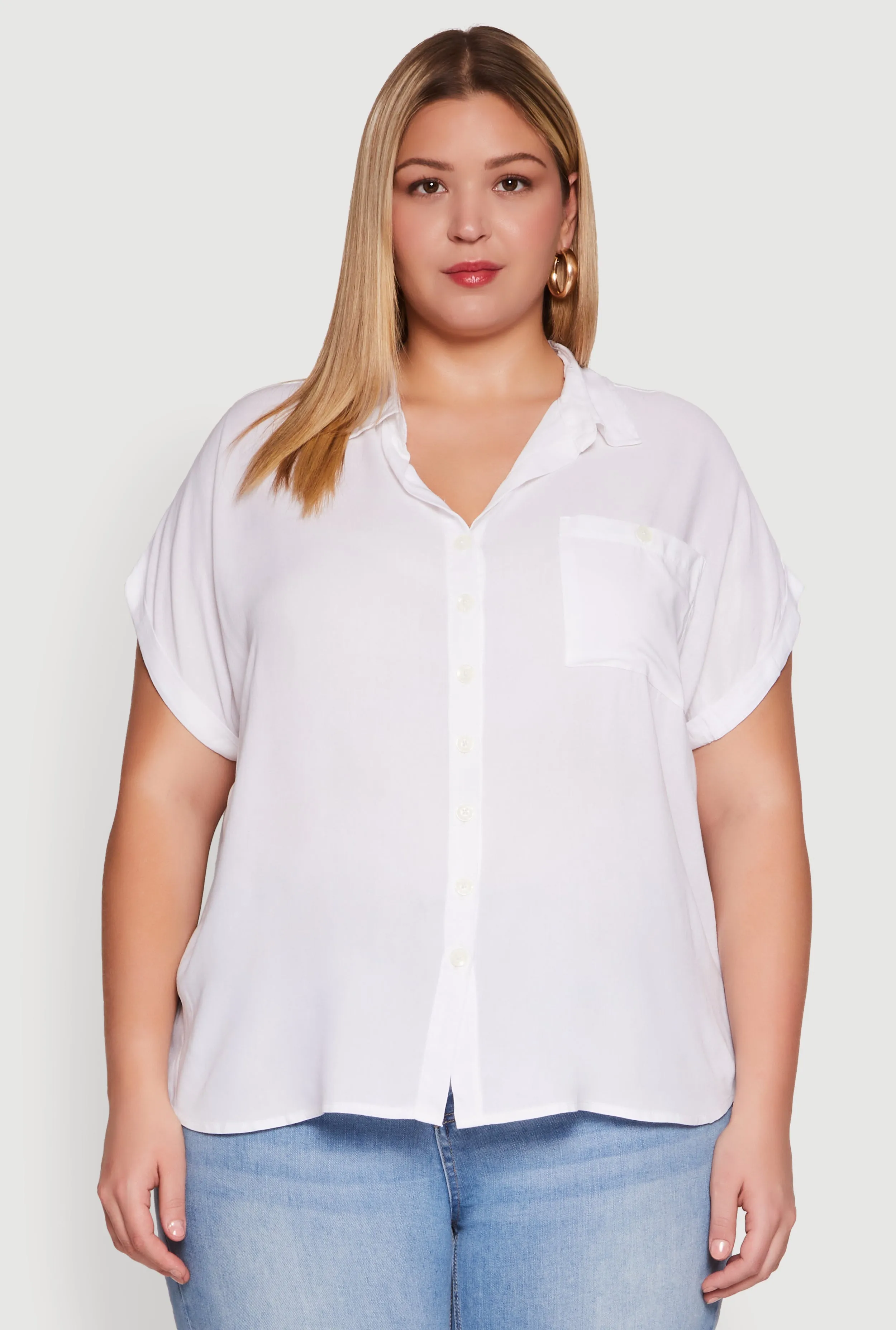 Plus Size Button Front Shirt sold by Rainbow product image thumbnail 2