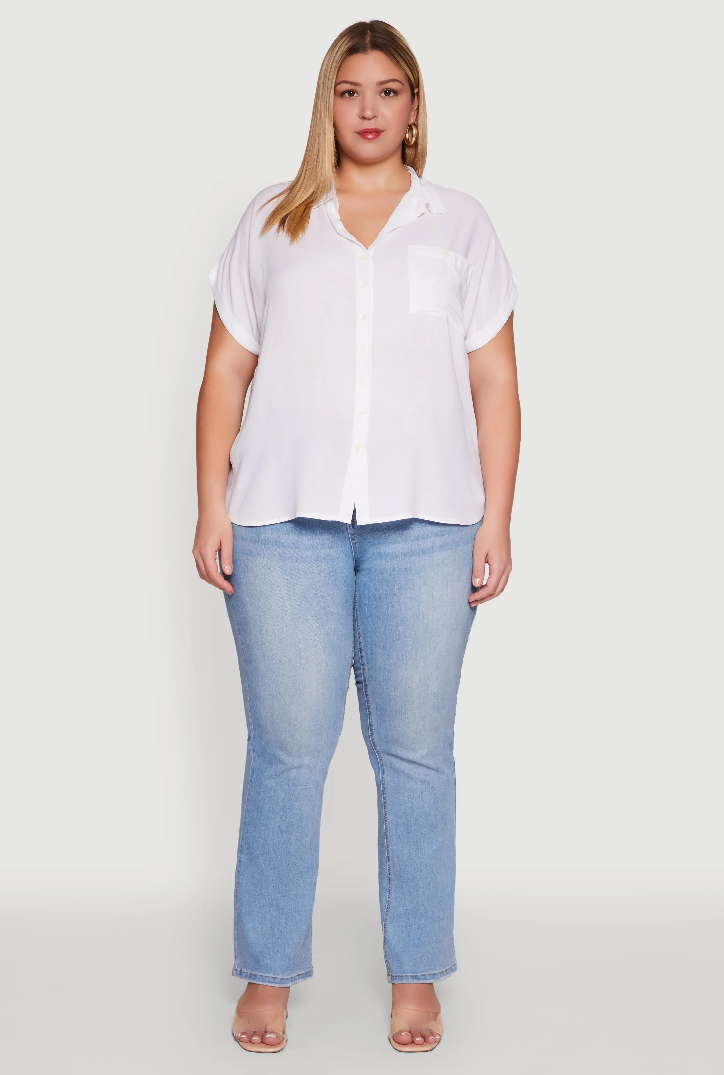 Plus Size Button Front Shirt sold by Rainbow product image thumbnail 3
