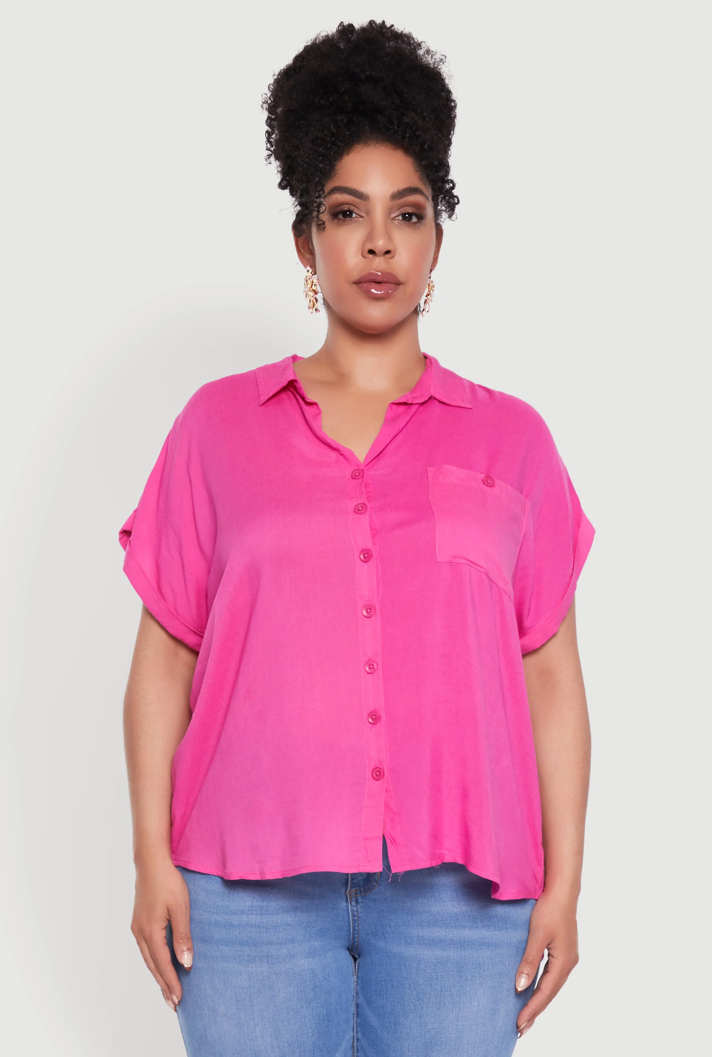 Plus Size Button Front Shirt sold by Rainbow product image thumbnail 2