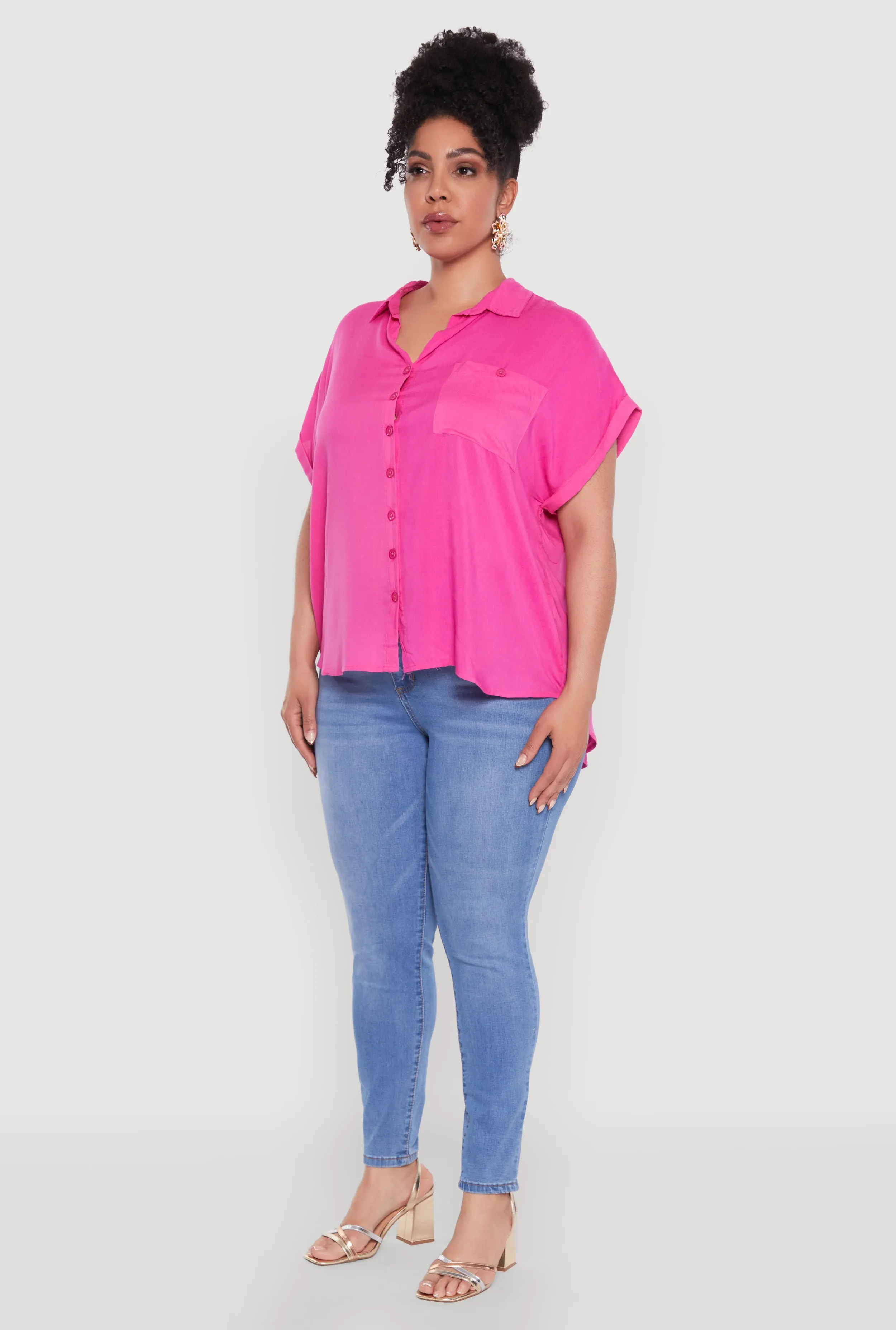 Plus Size Button Front Shirt sold by Rainbow product image thumbnail 5