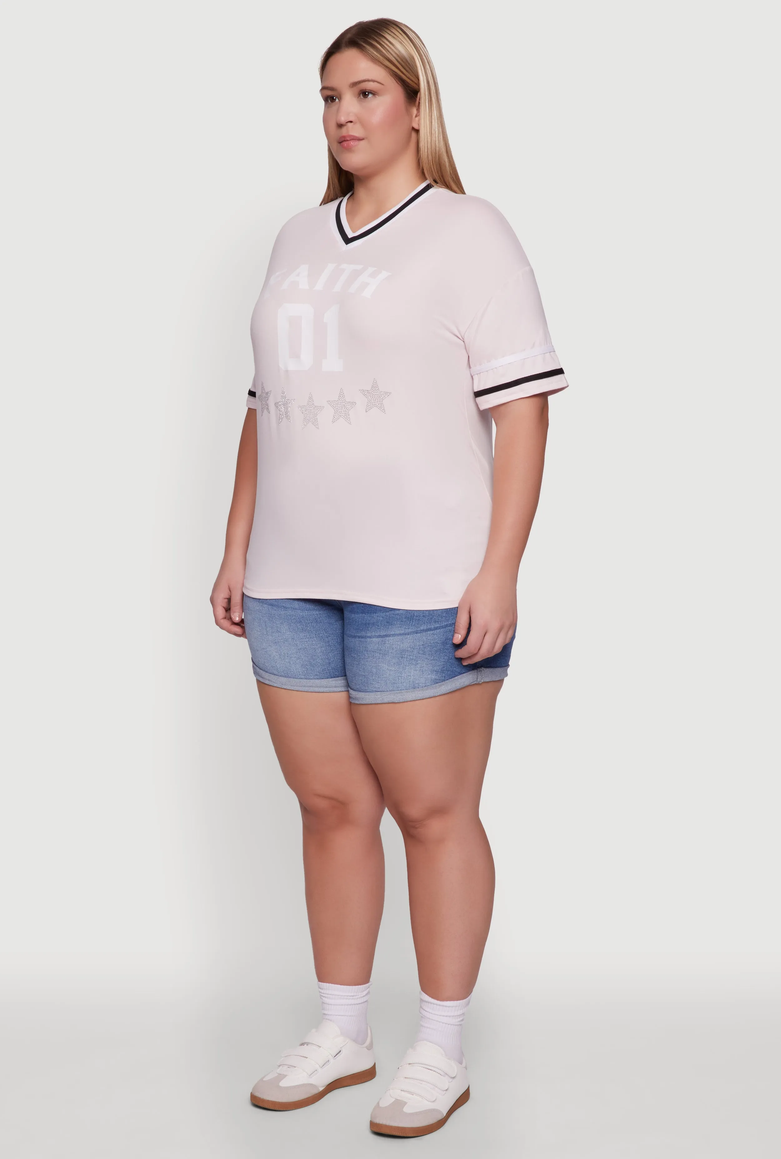 Plus Size Rhinestone Star Faith Graphic T-Shirt sold by Rainbow product image thumbnail 5