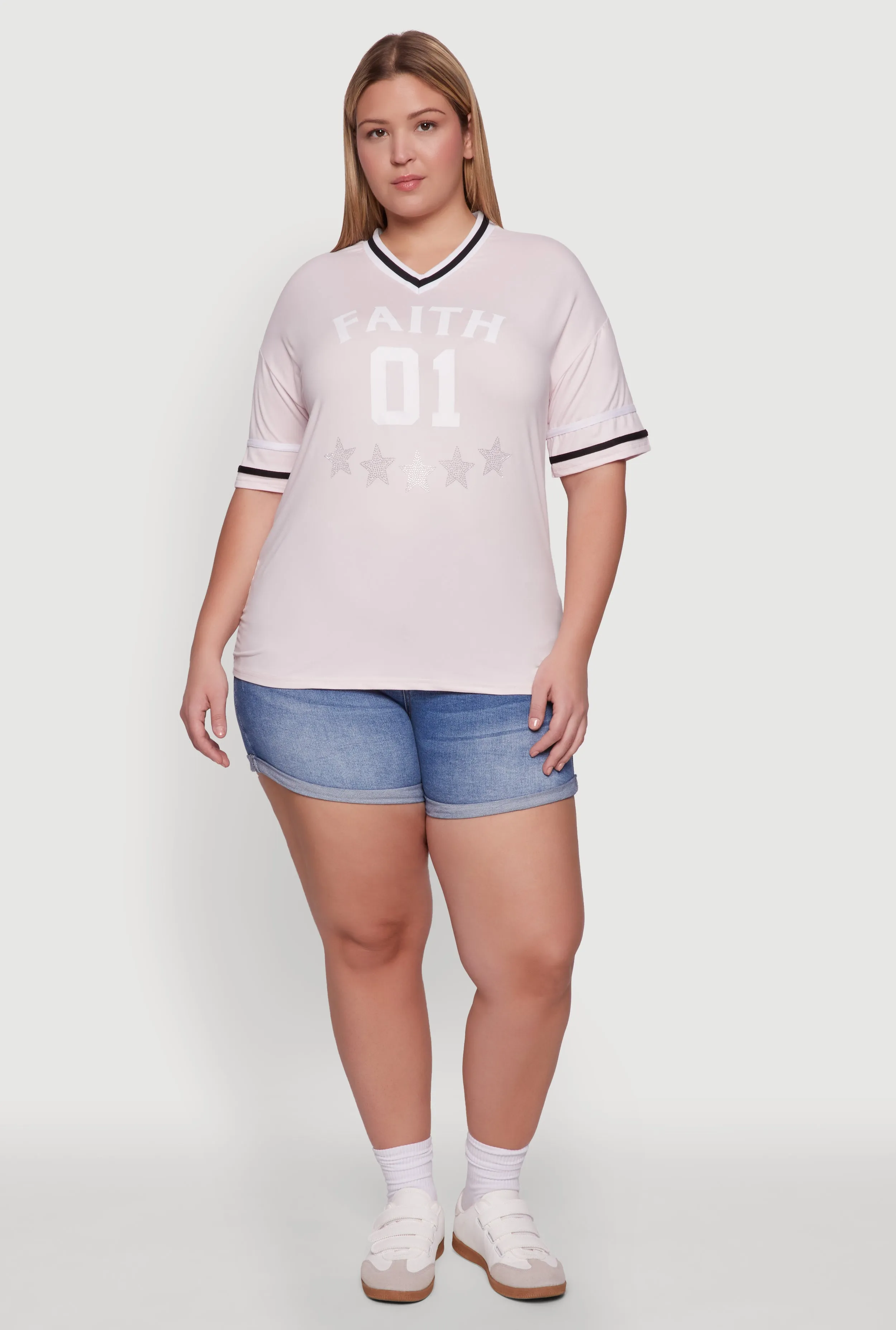 Plus Size Rhinestone Star Faith Graphic T-Shirt sold by Rainbow product image thumbnail 3