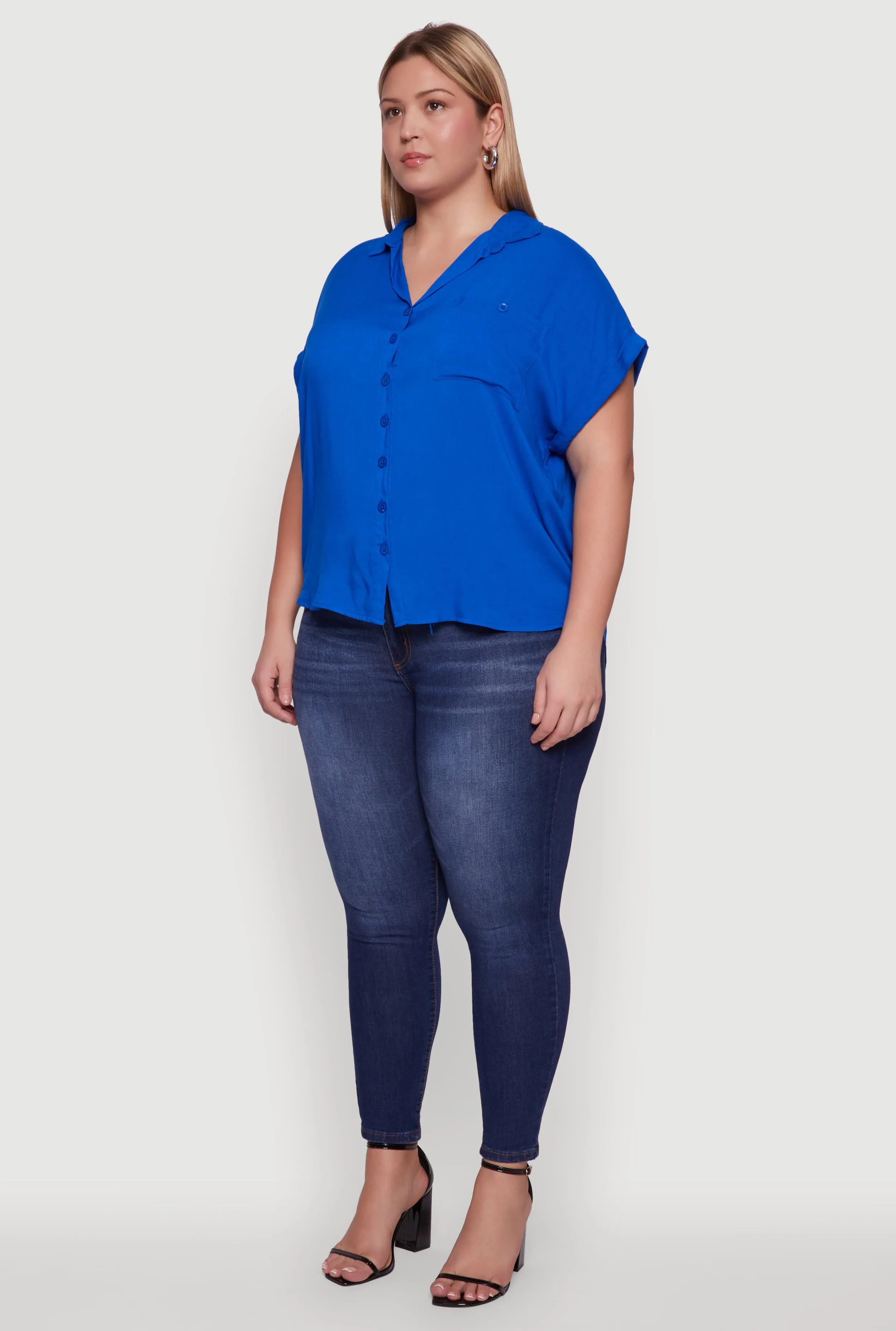 Plus Size Button Front Shirt sold by Rainbow product image thumbnail 5