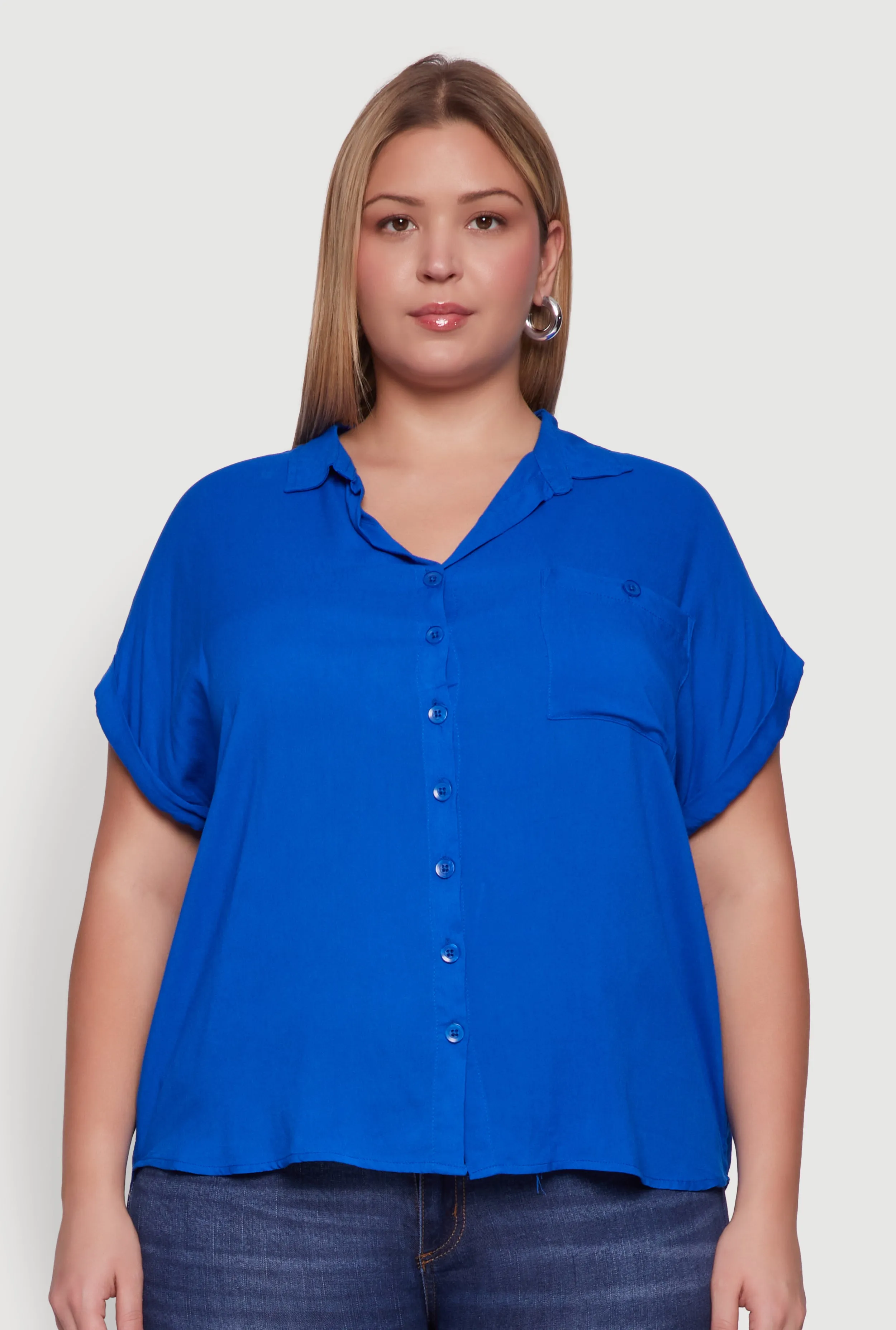 Plus Size Button Front Shirt sold by Rainbow product image thumbnail 2