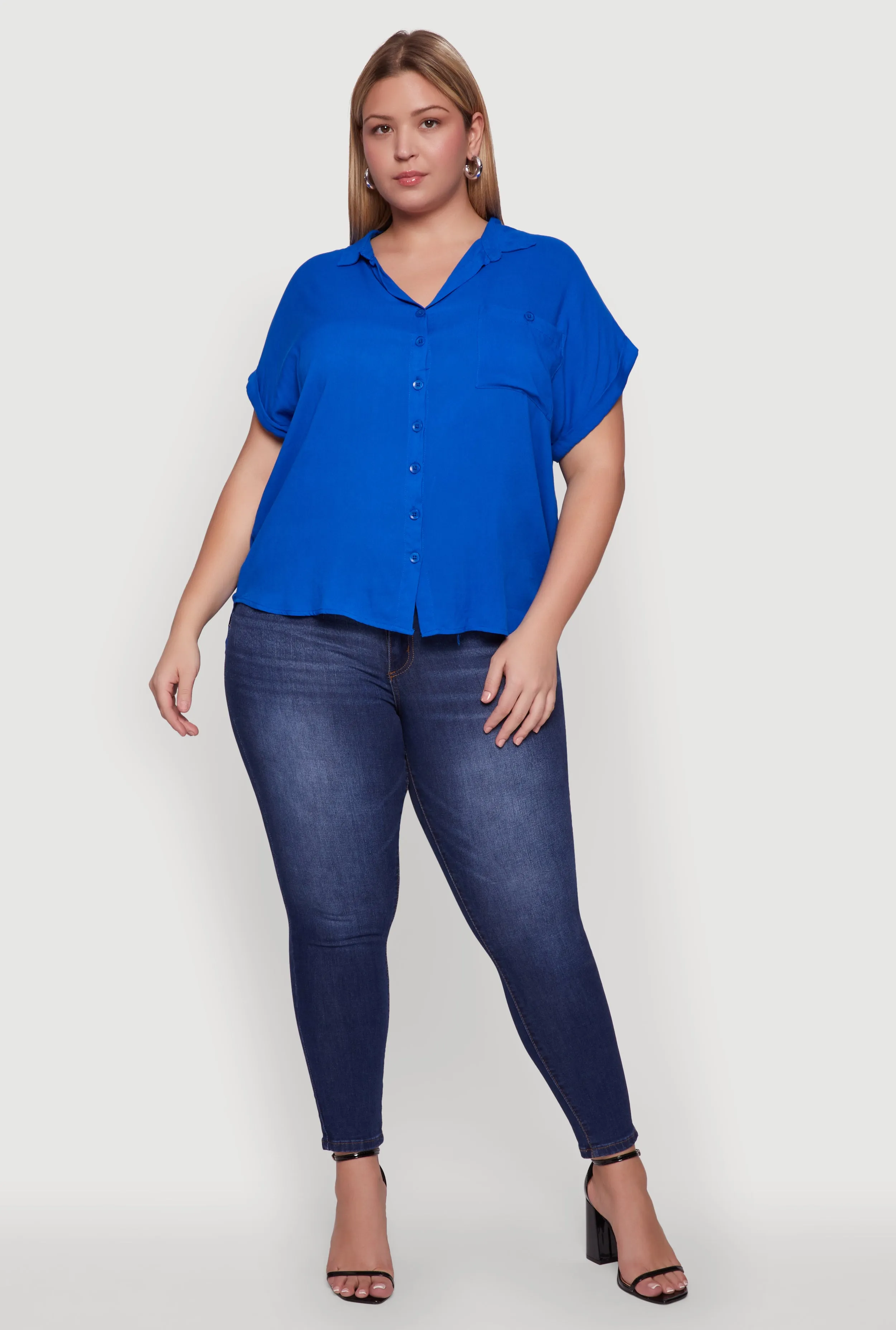 Plus Size Button Front Shirt sold by Rainbow product image thumbnail 3